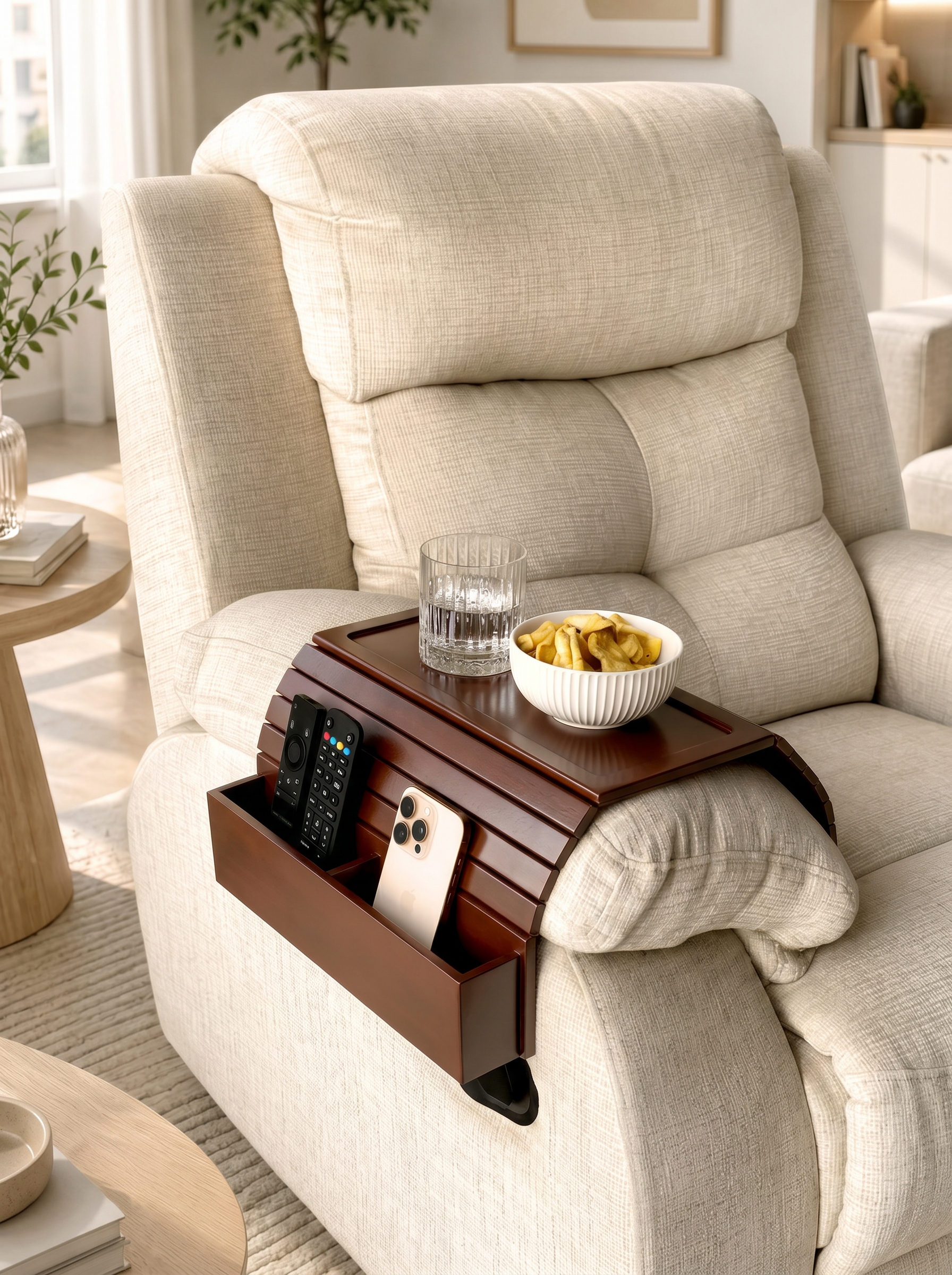 Multipurpose Sofa Armrest - Walnut
