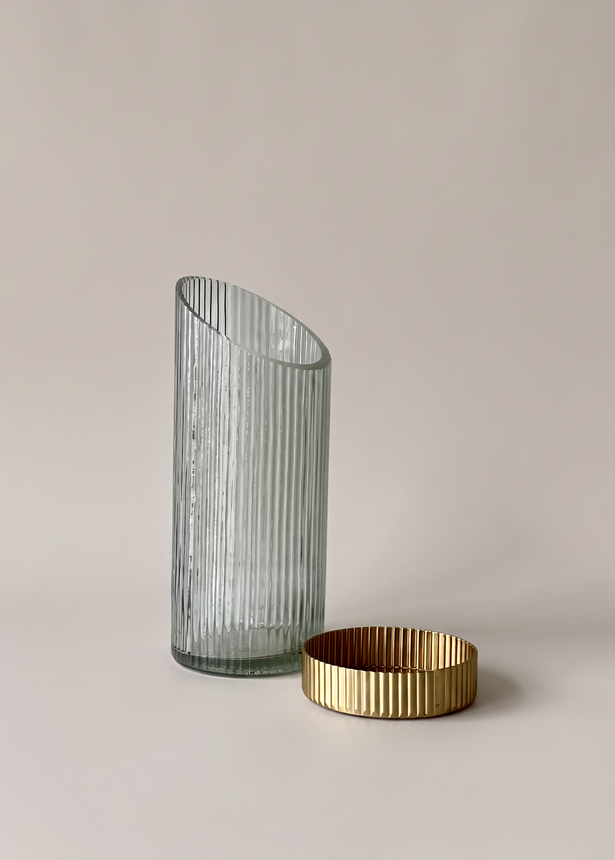 Fluted Glass Gold Vase - Tall