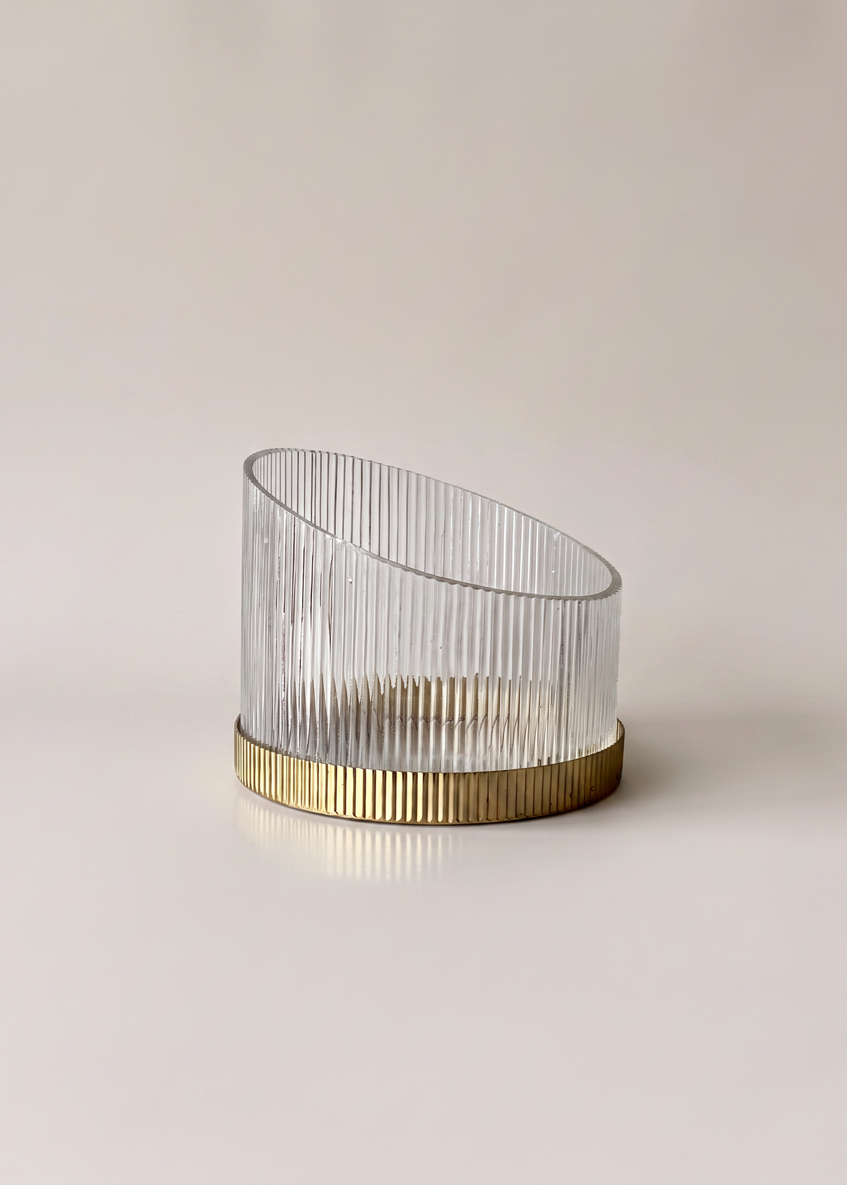 Fluted Glass Gold Vase - Wide