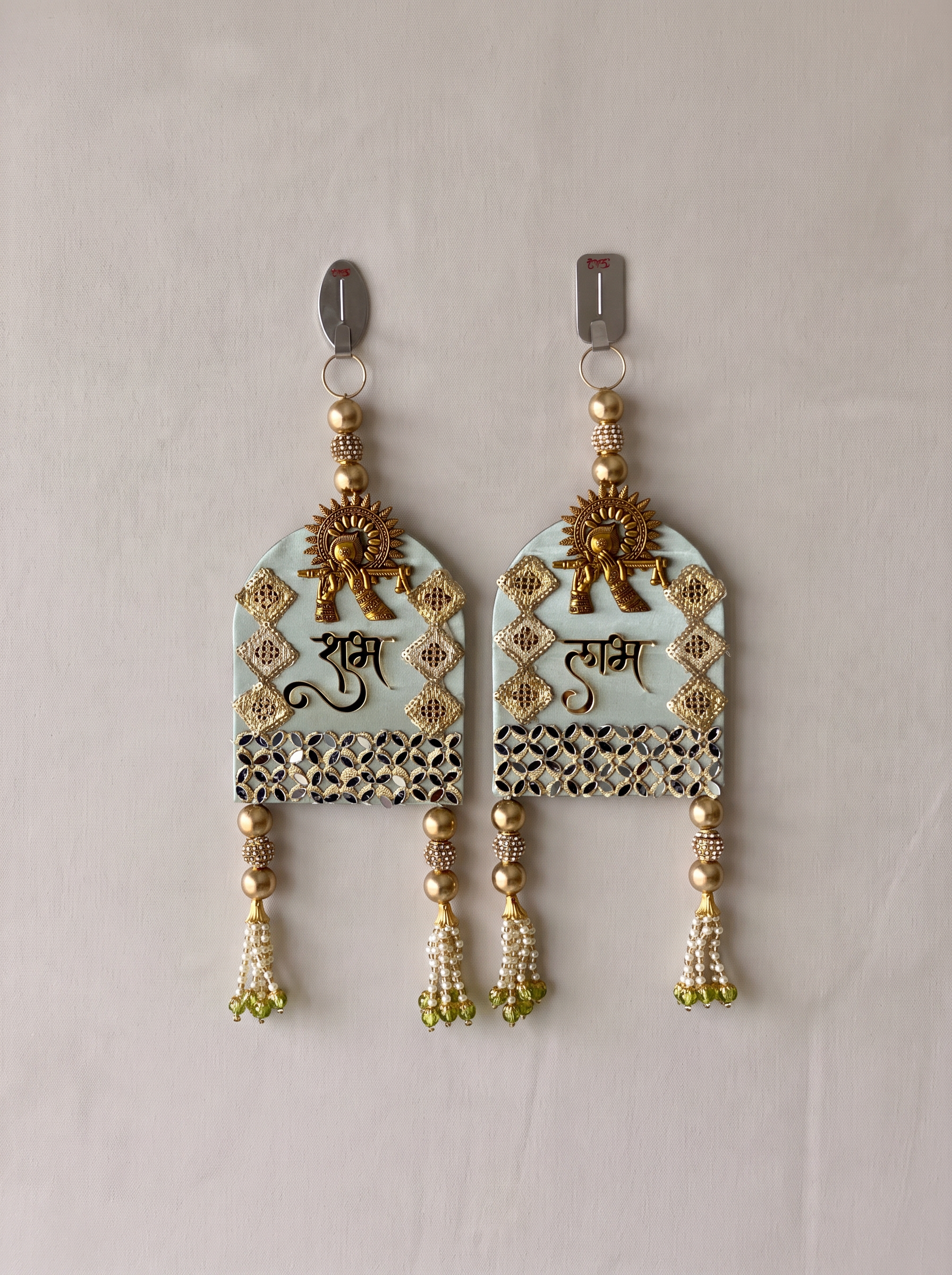 Festive Bansuri Shubh Labh Latkan - Mint Green