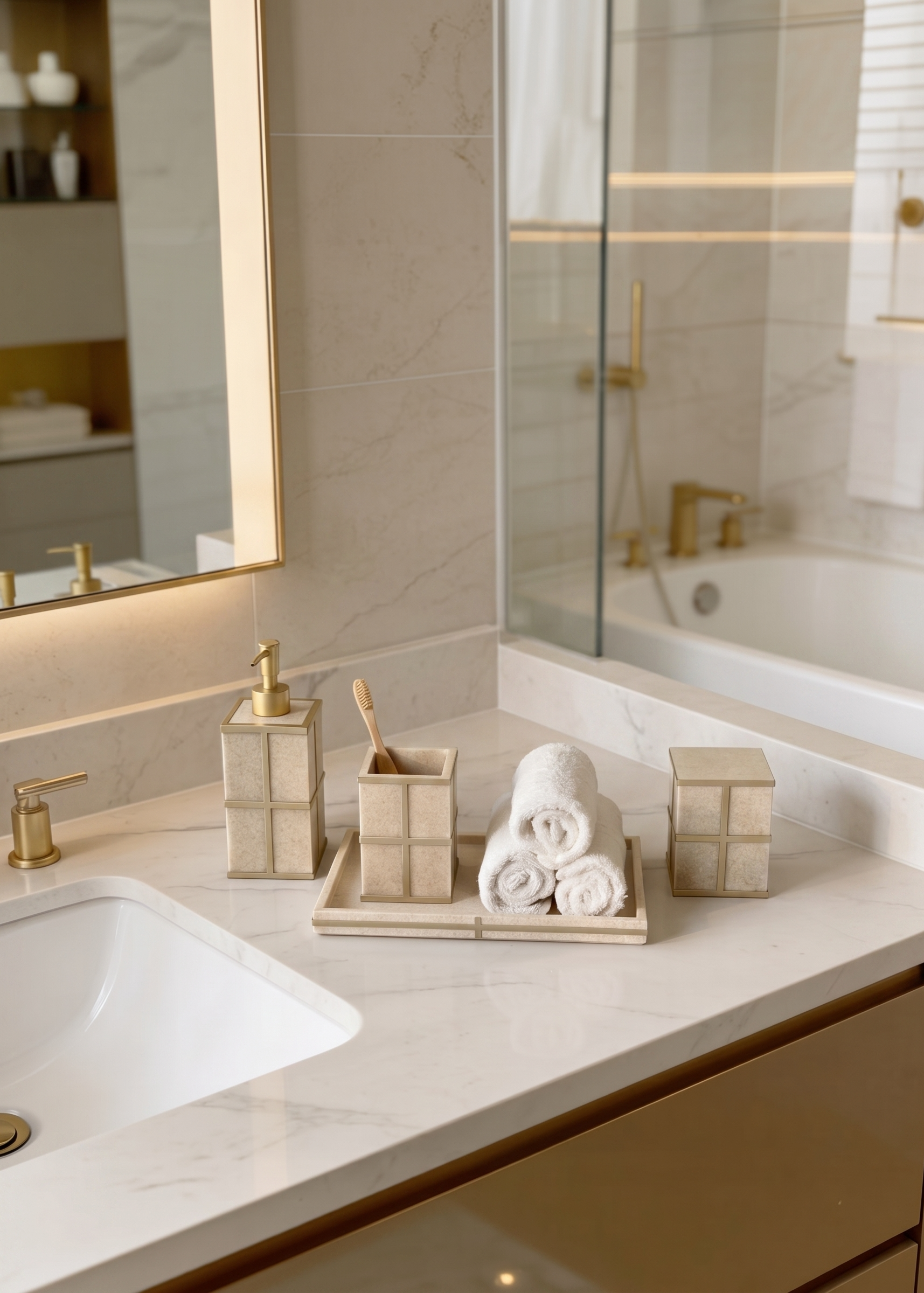Axia Bathroom Set - Beige (Set of 4)