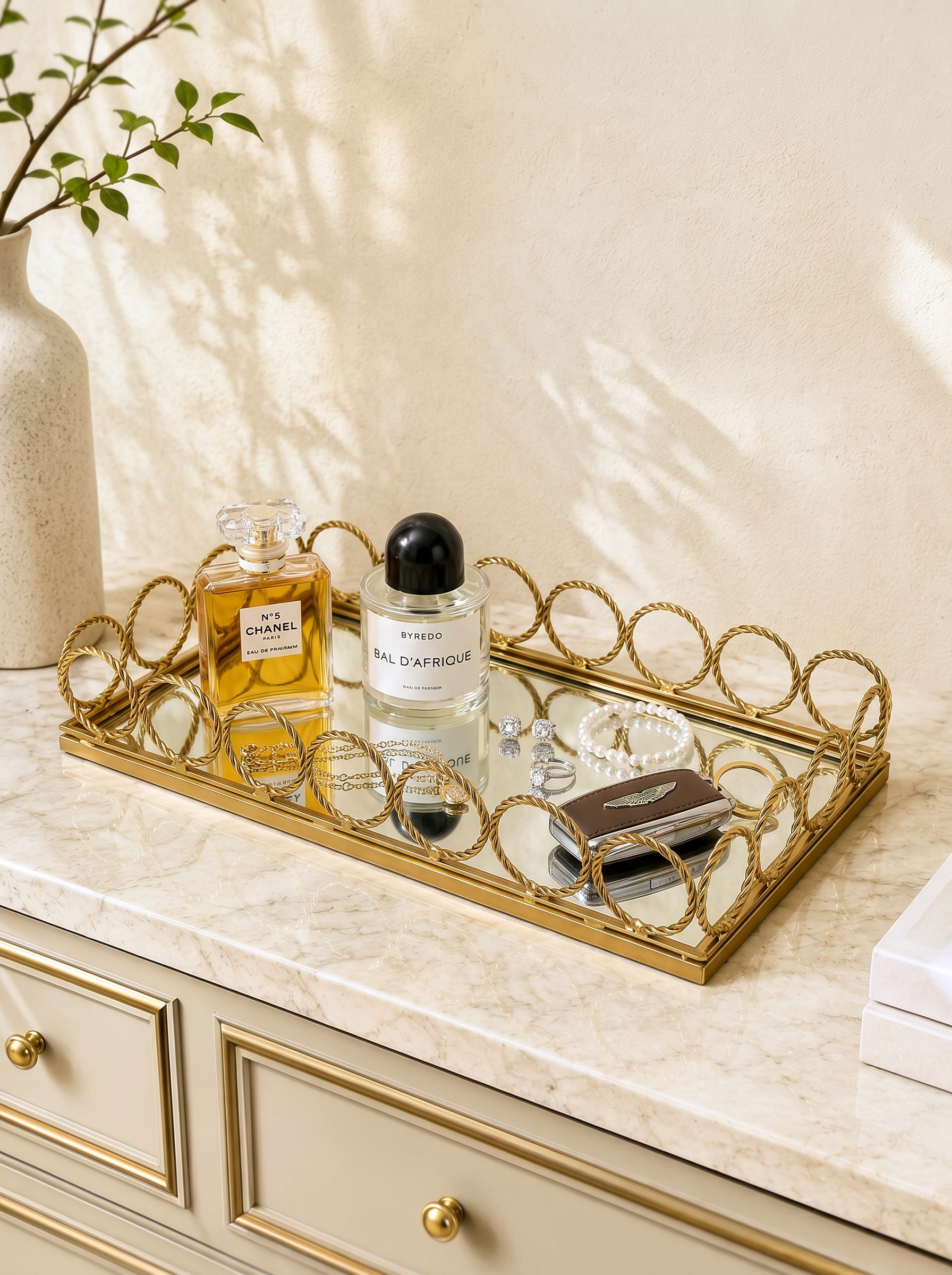 Braided Gold Mirror Tray