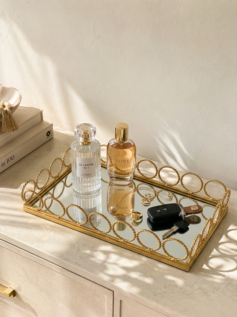 Braided Gold Mirror Tray