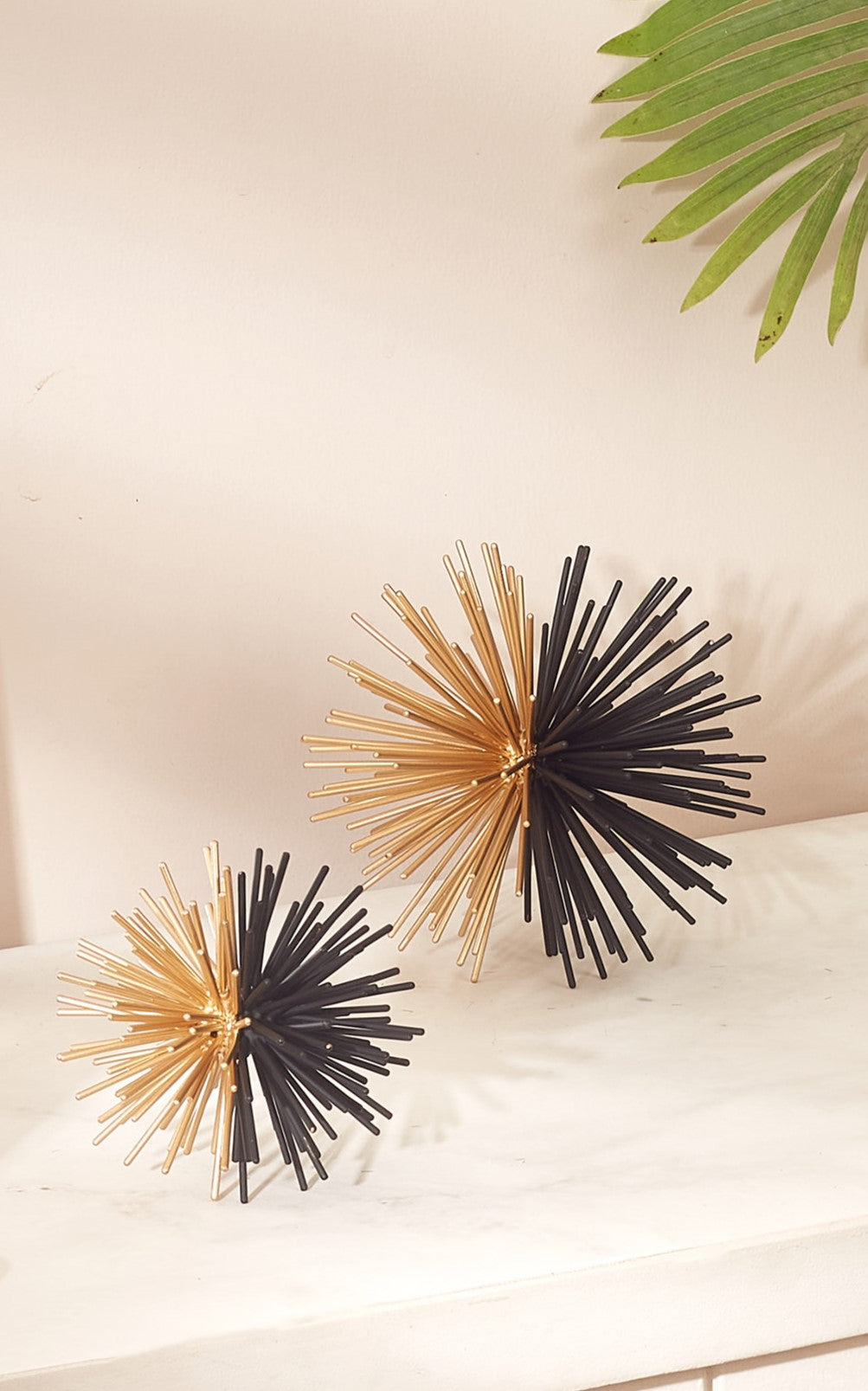 Sunburst Black & Gold Spheres - Set Of 2