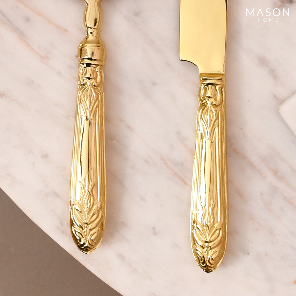 Royal Floral Bloom Cake Knife And Server - Gold