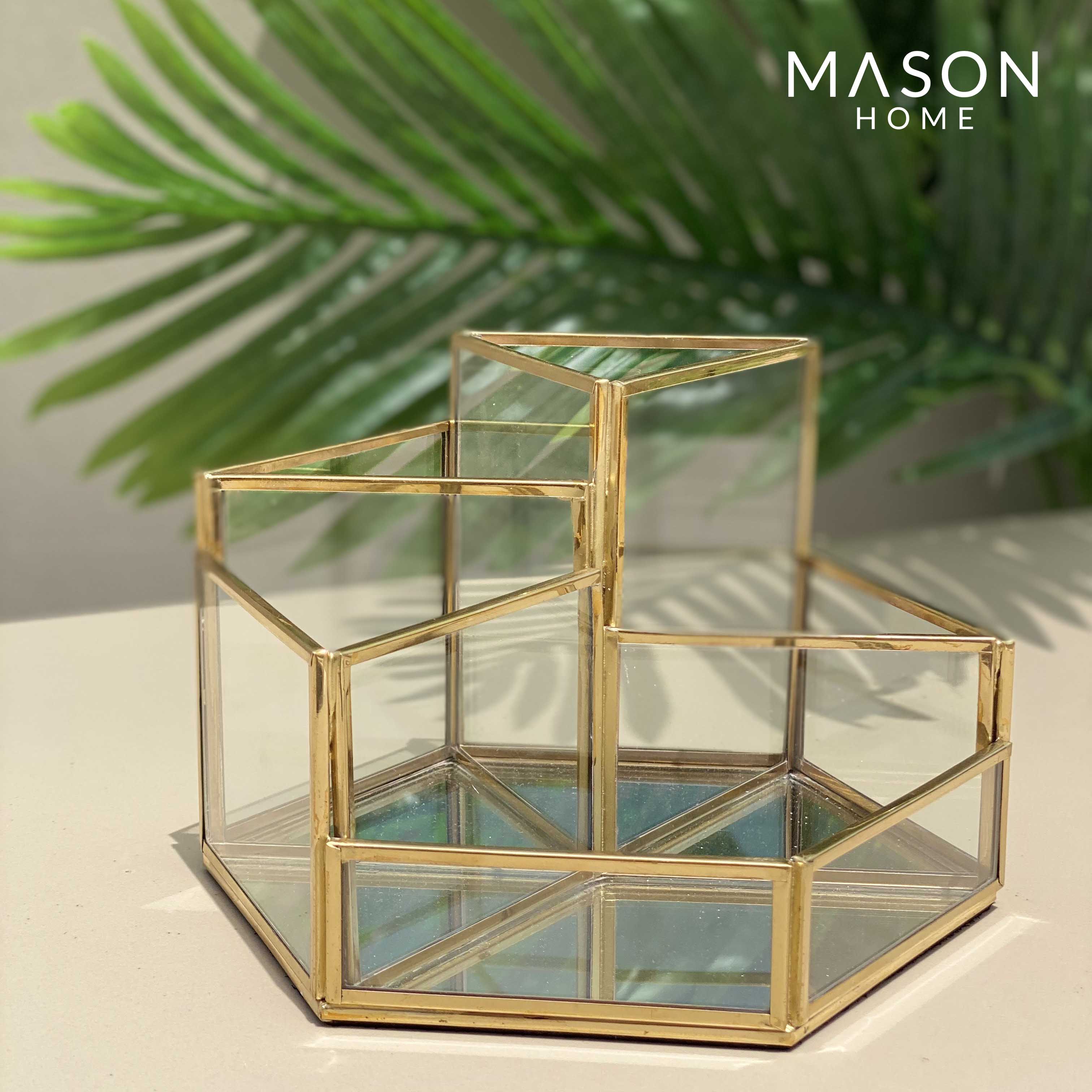 Milan Mirror Glass Cosmetic Organizer