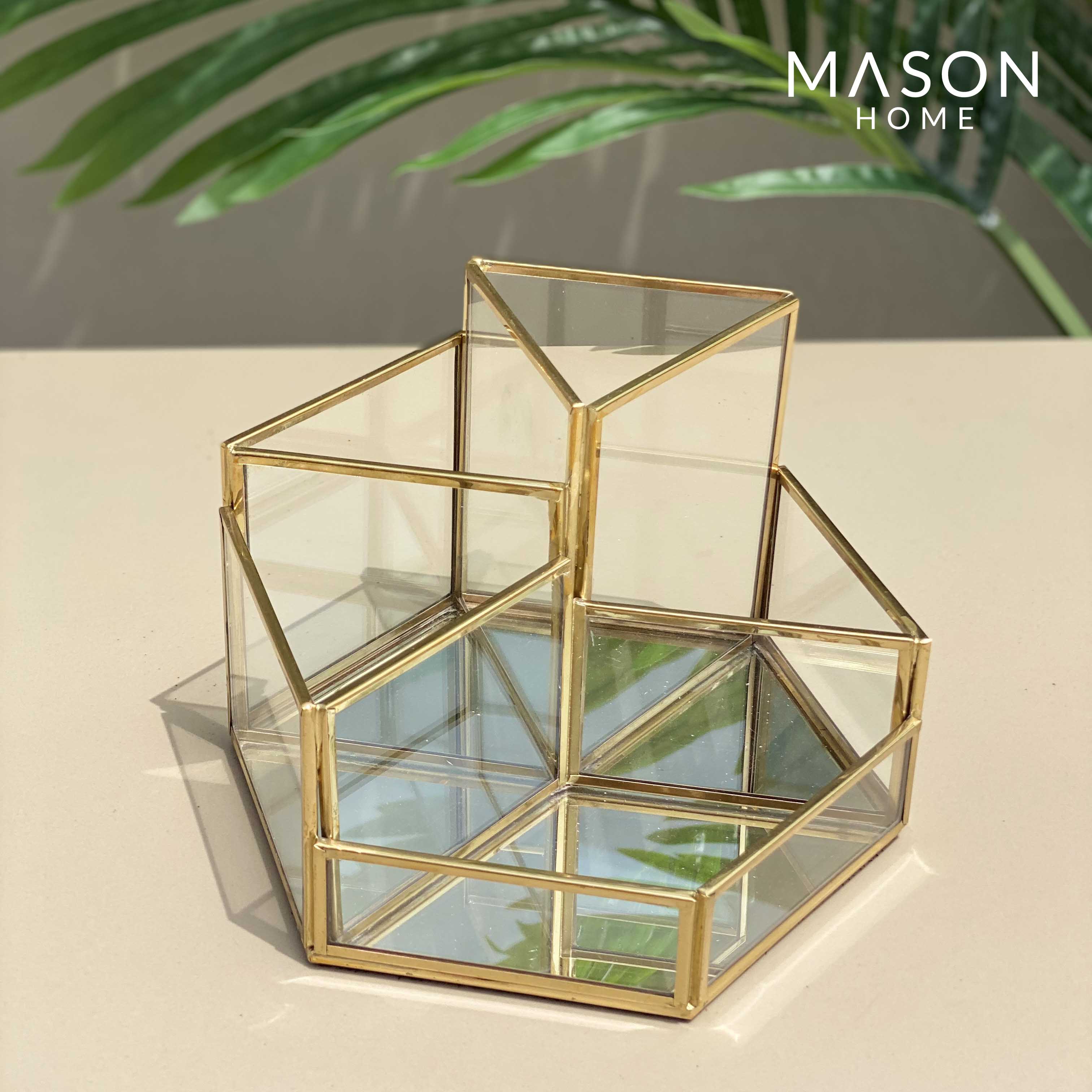 Milan Mirror Glass Cosmetic Organizer
