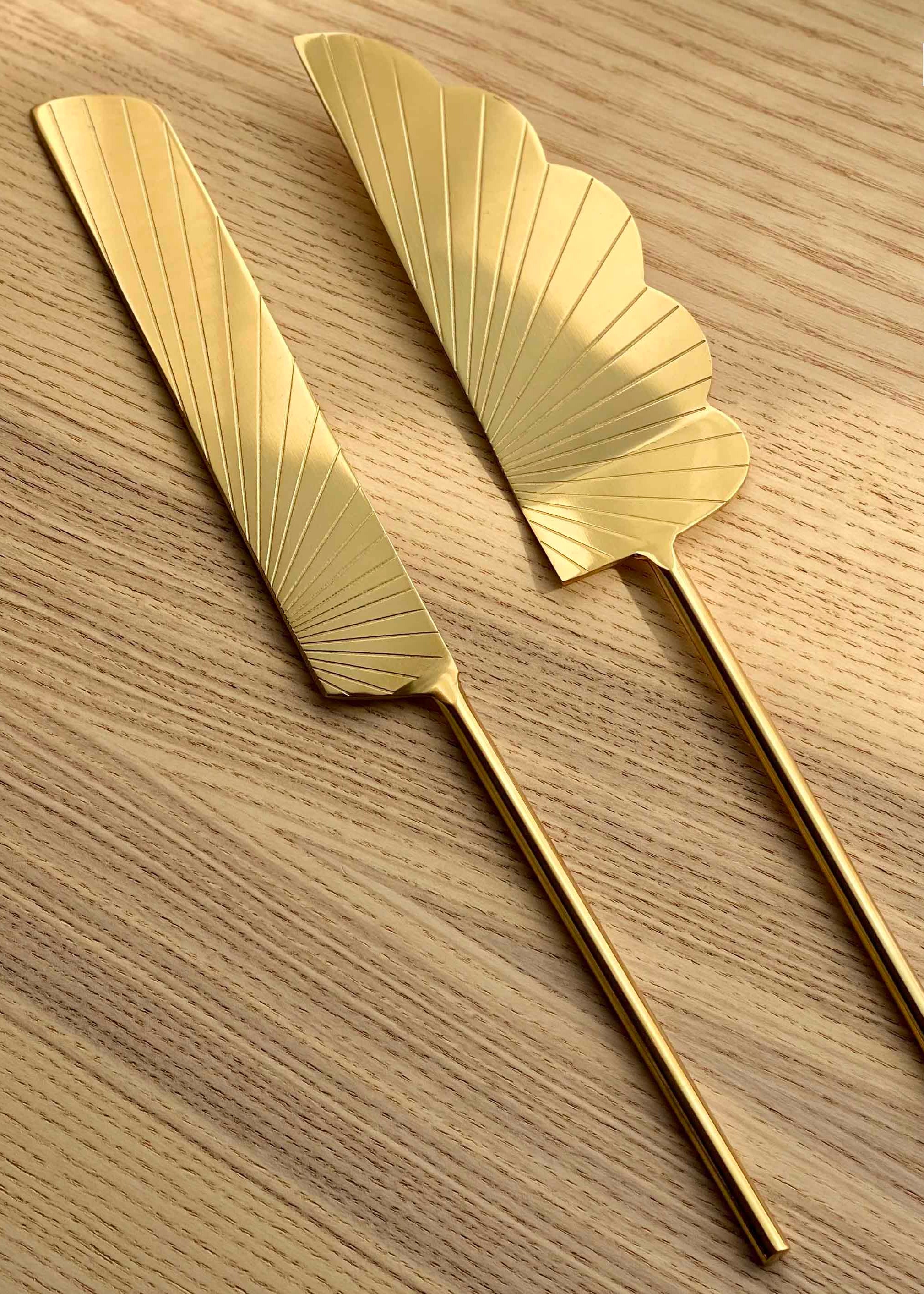 Luna Cake Knife And Server - Gold