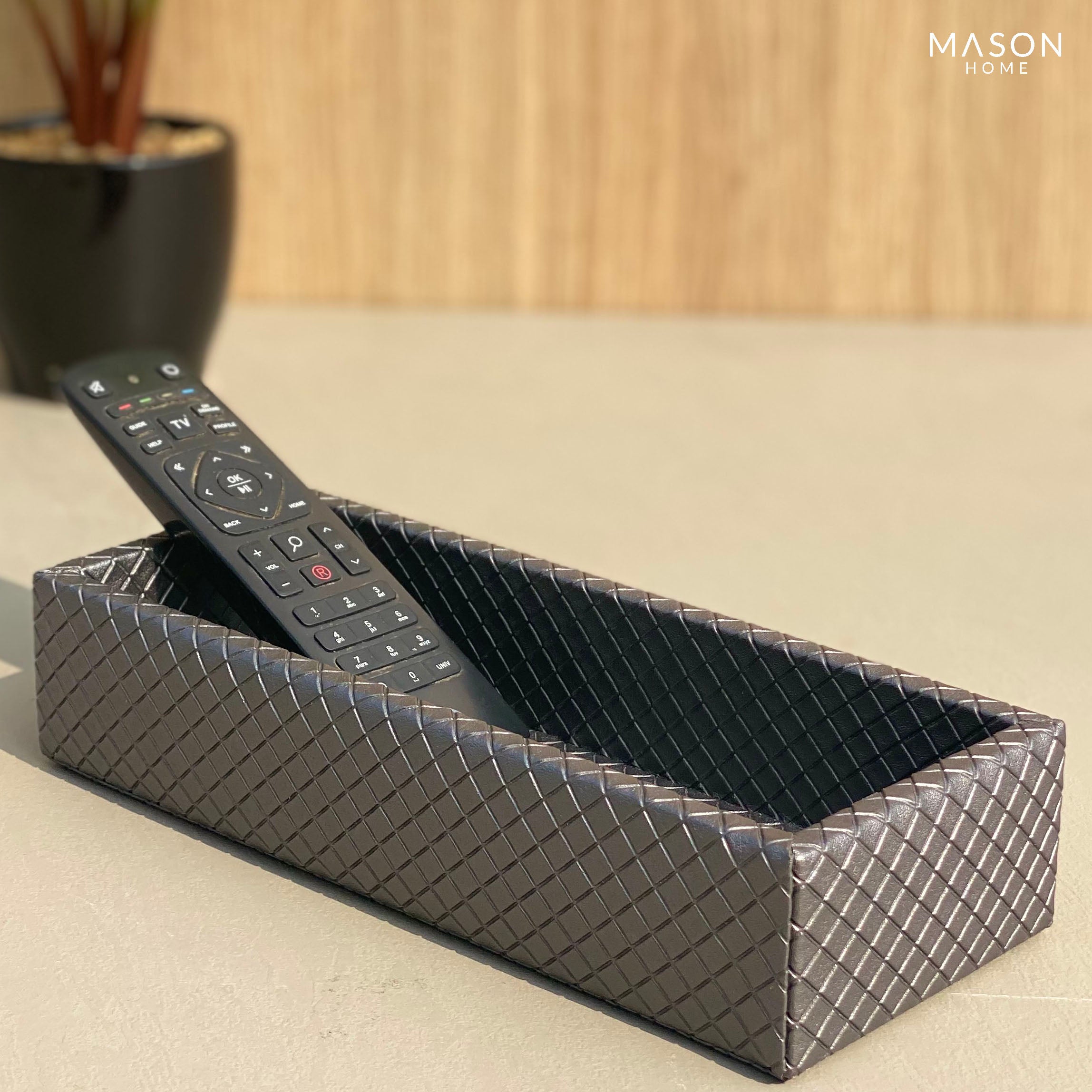 Braided Grey Rectangle Remote Holder