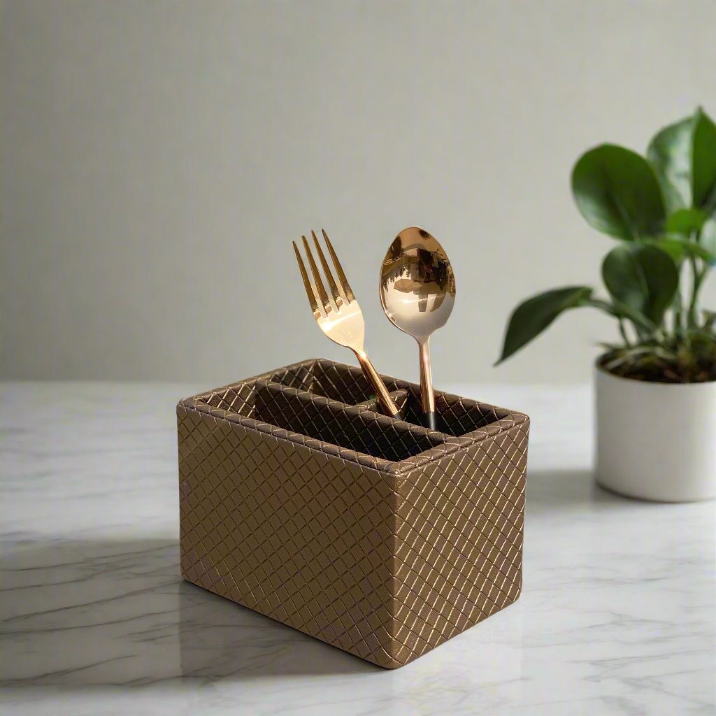 Braided Brown Cutlery Holder
