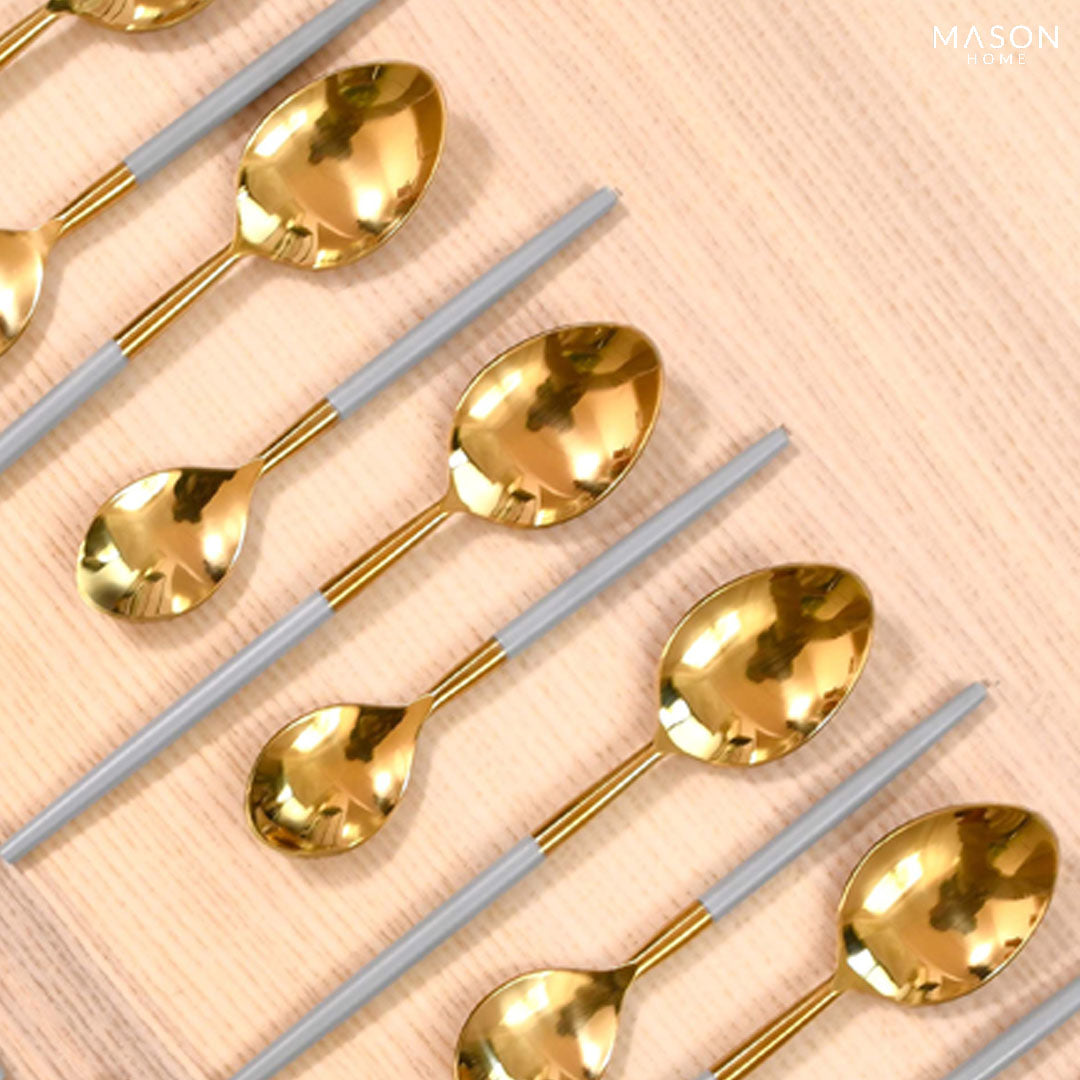 Deux Gold And Grey Cutlery - Set Of 24