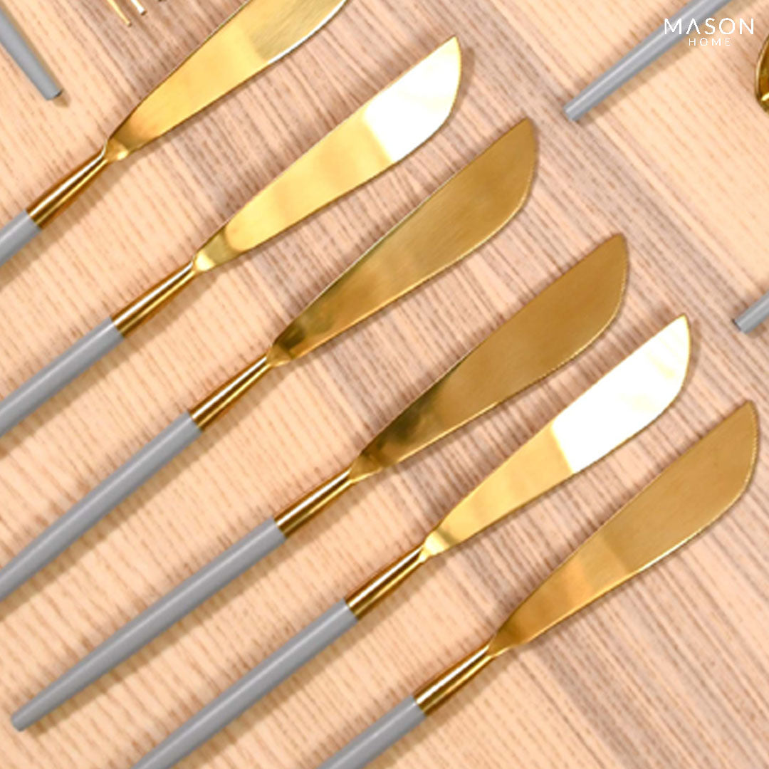 Deux Gold And Grey Cutlery - Set Of 24