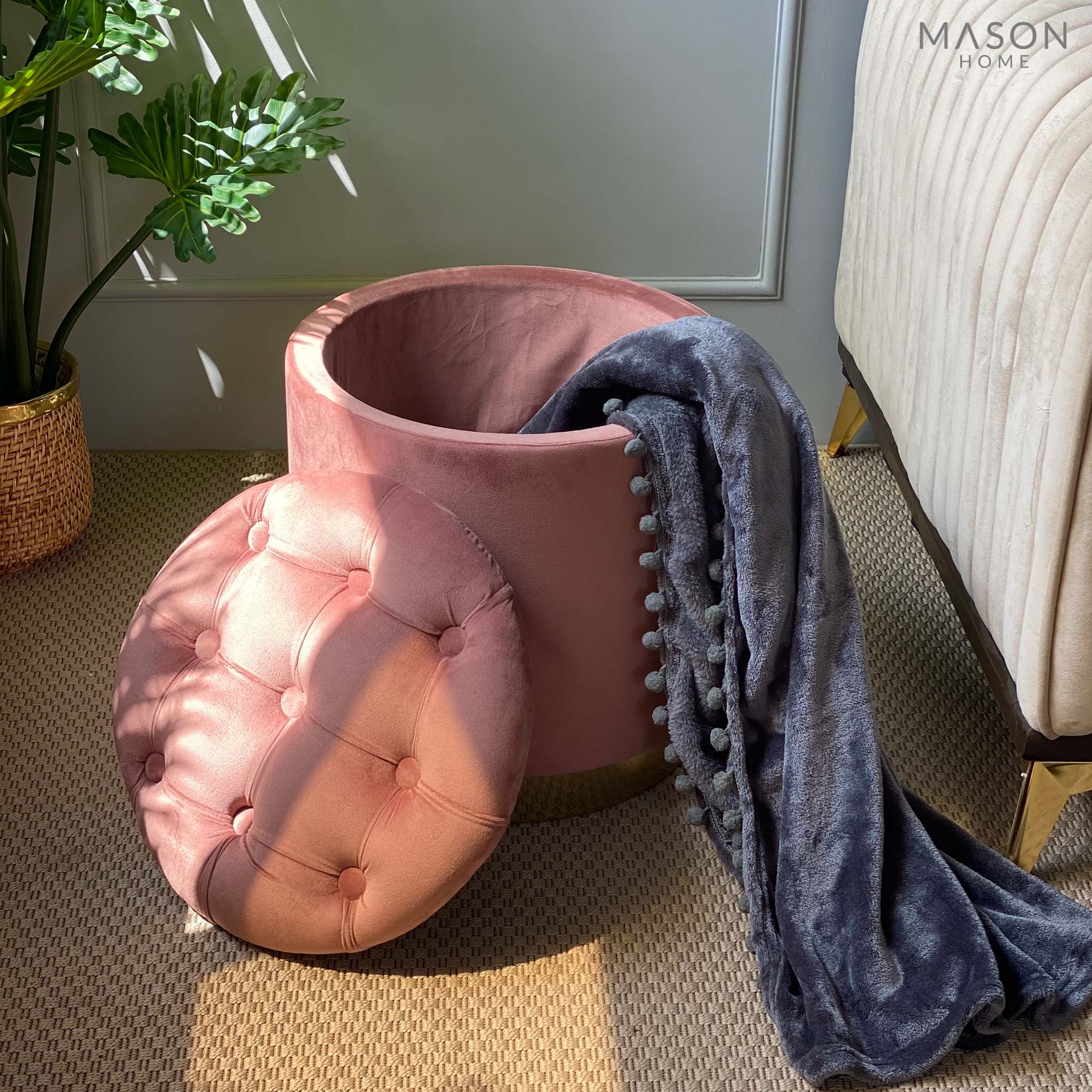 Cannes Storage Pouffe - Blush Pink