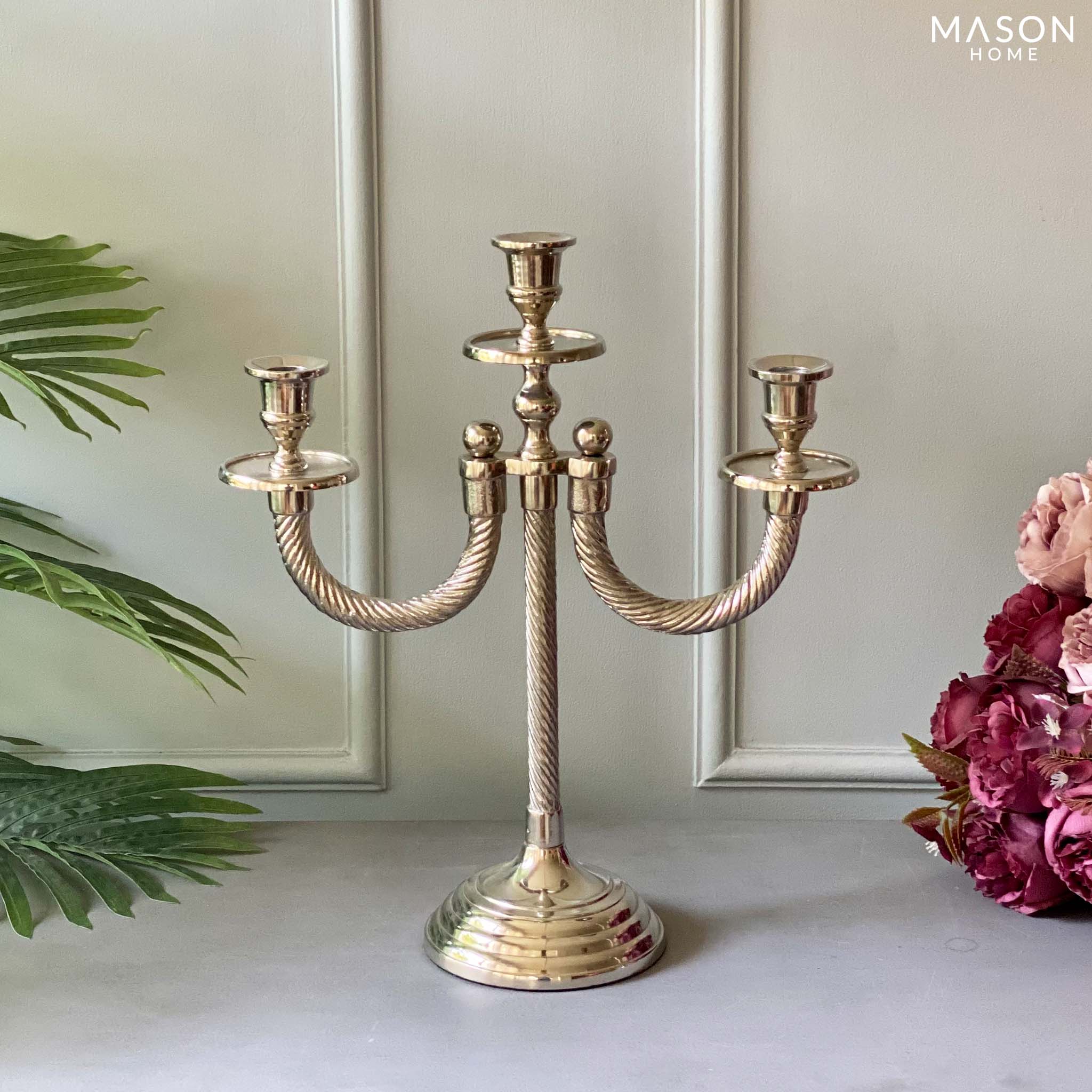 BEIRUT GOLD ROPE CANDELABRA - 3 ARM