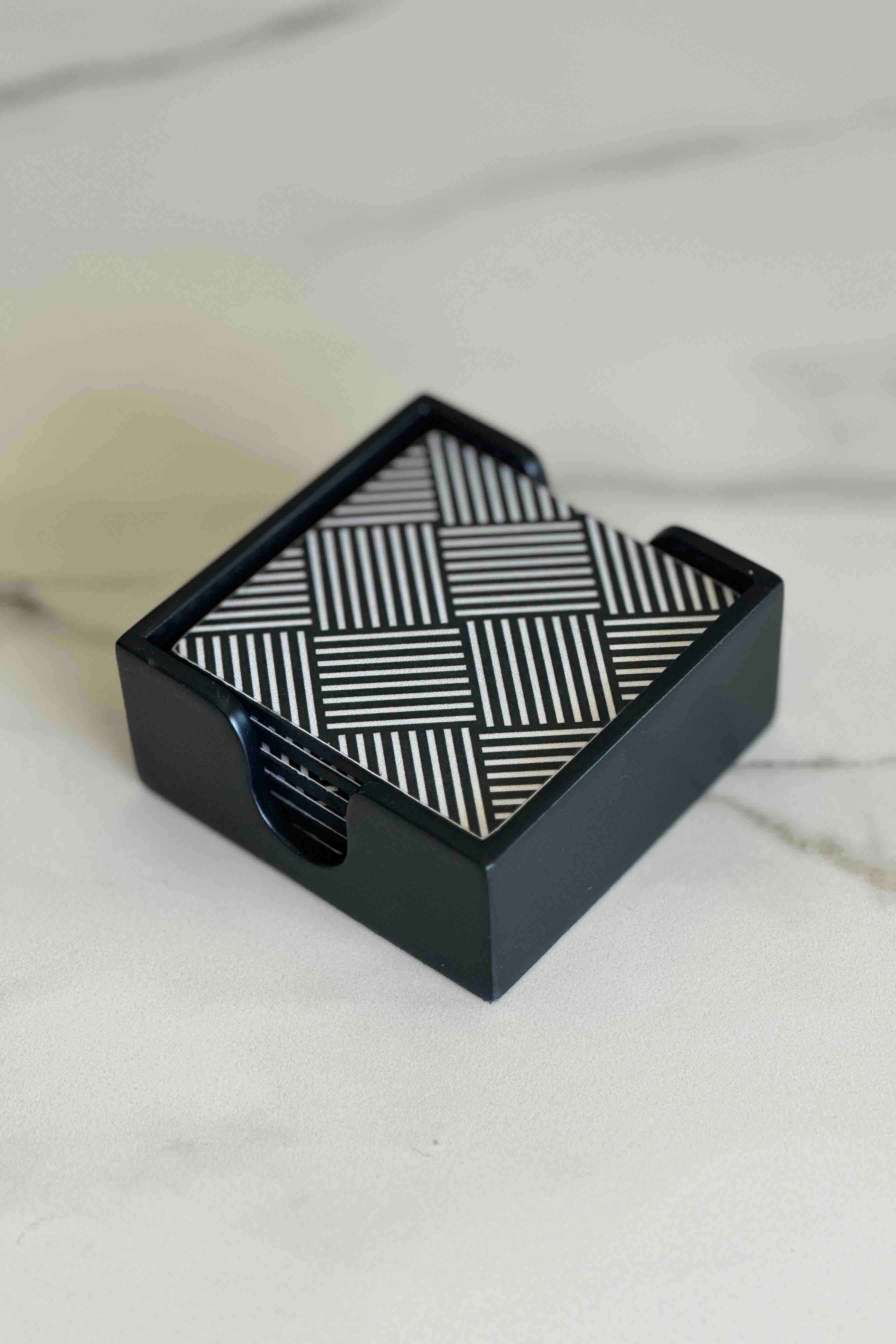 Monochrome Striped Coasters - Set of 6