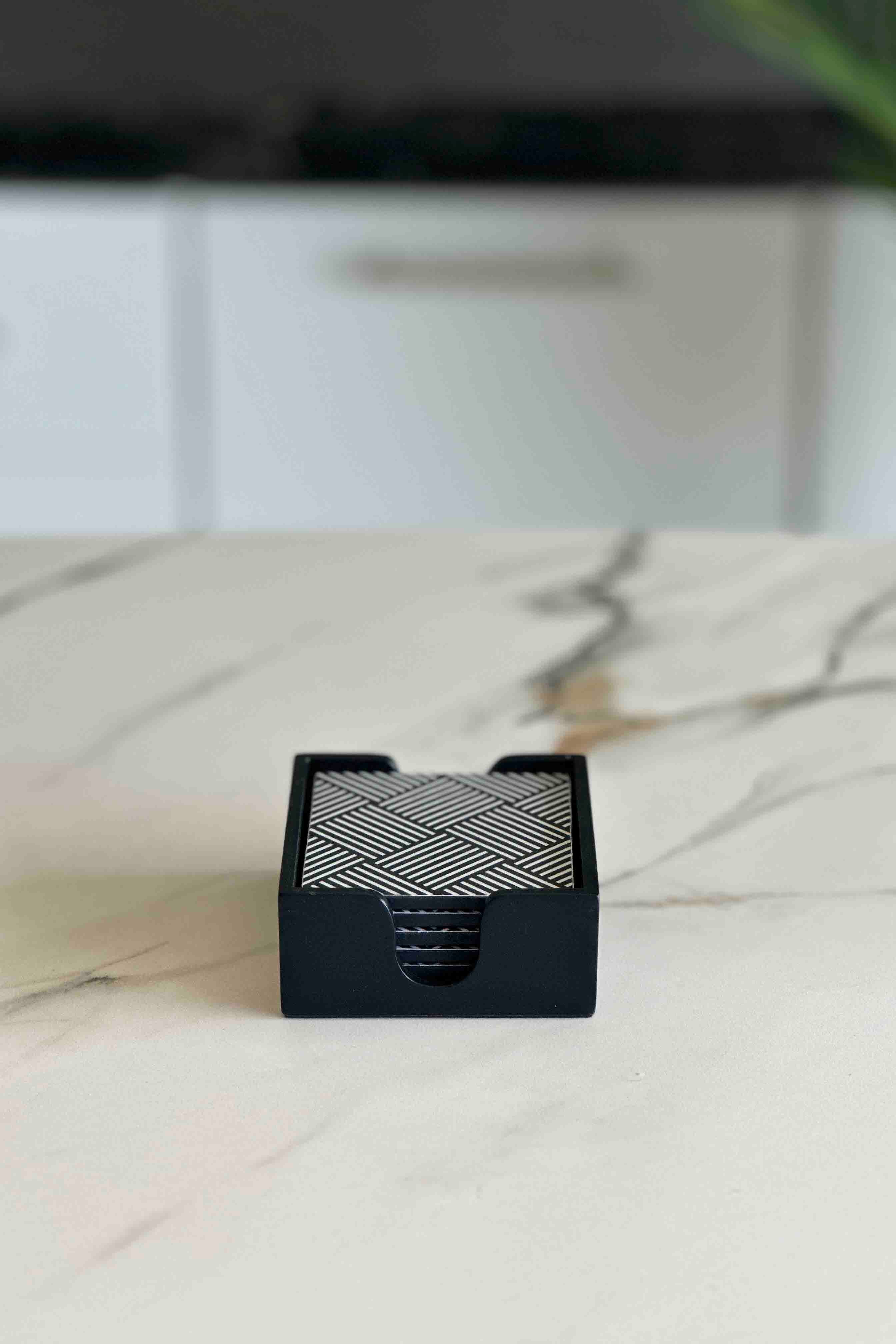 Monochrome Striped Coasters - Set of 6