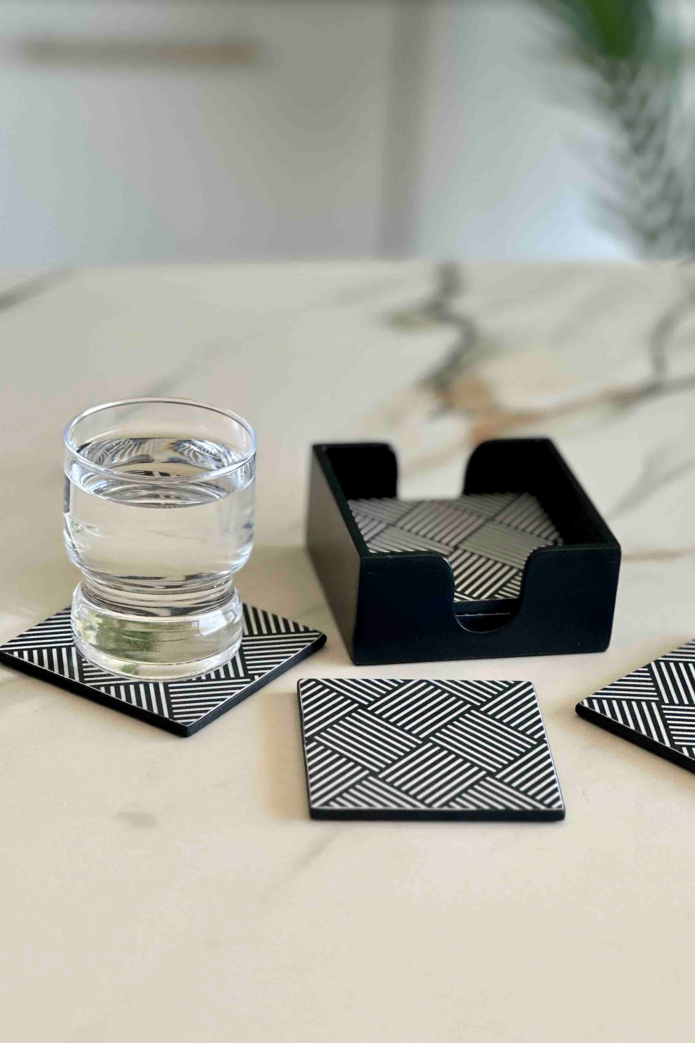 Monochrome Striped Coasters - Set of 6