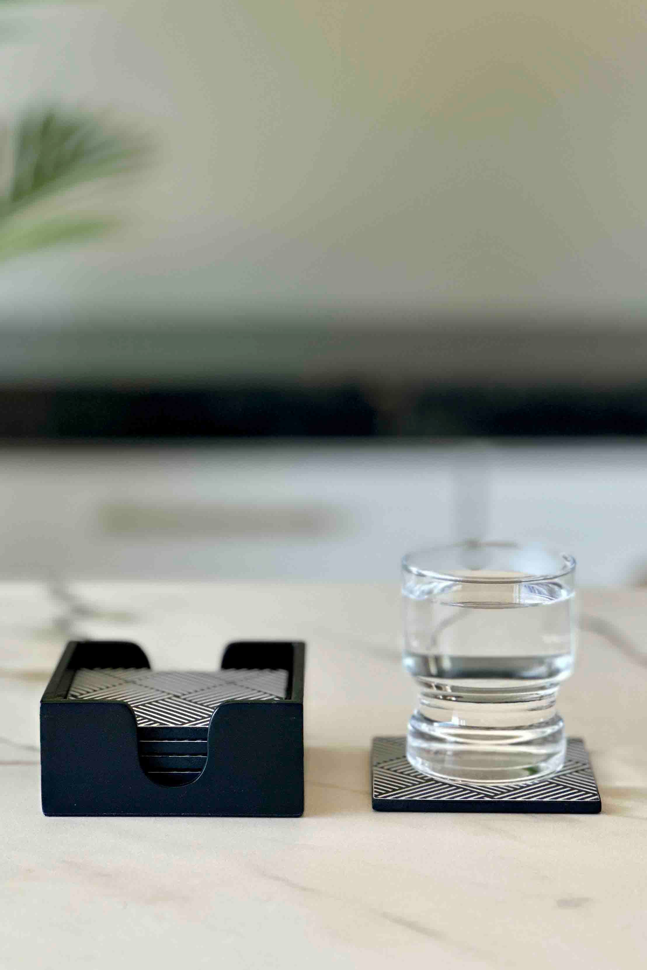 Monochrome Striped Coasters - Set of 6