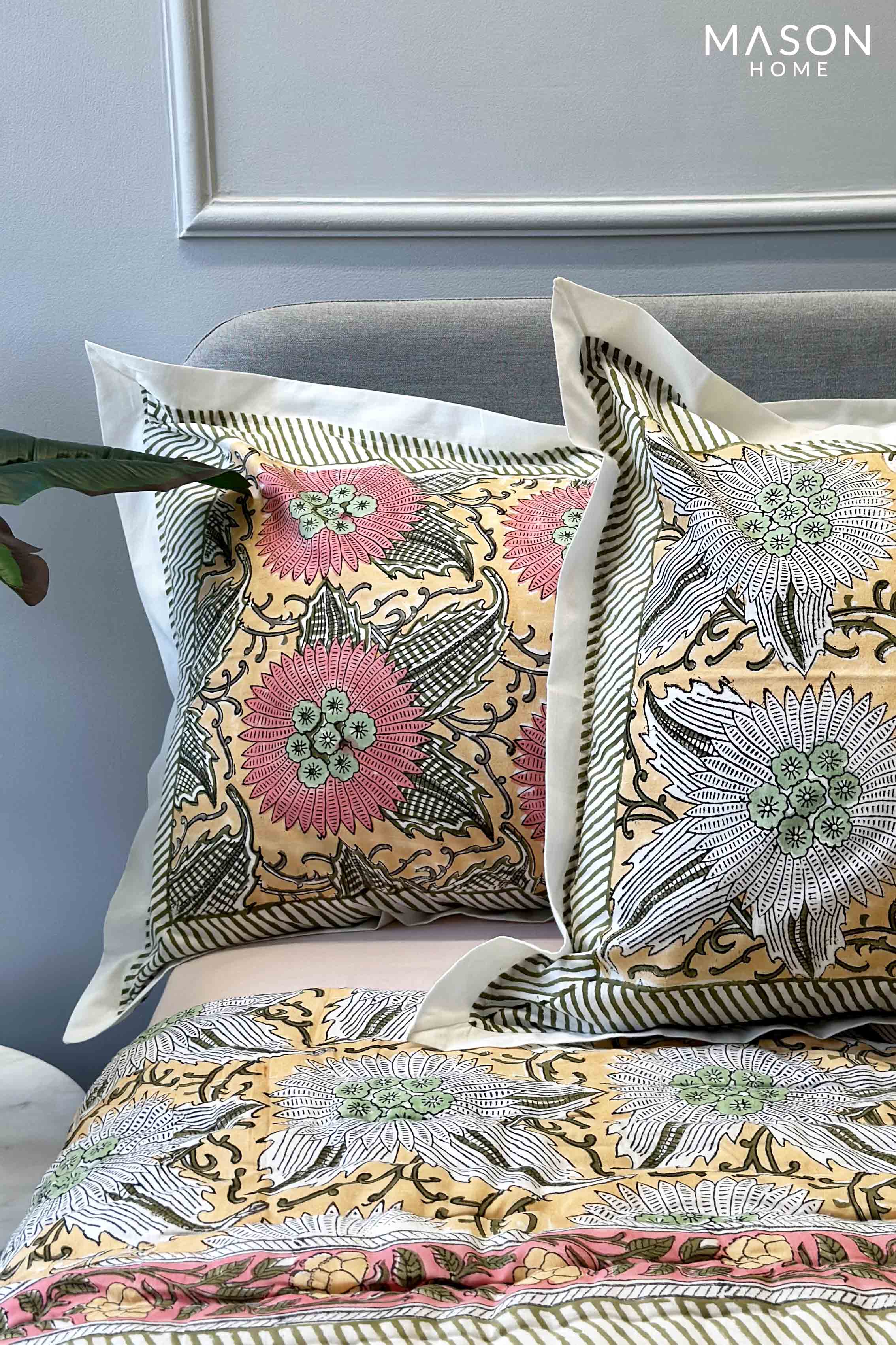 Jaisalmer Mustard Floral Reversible Quilt - Double
