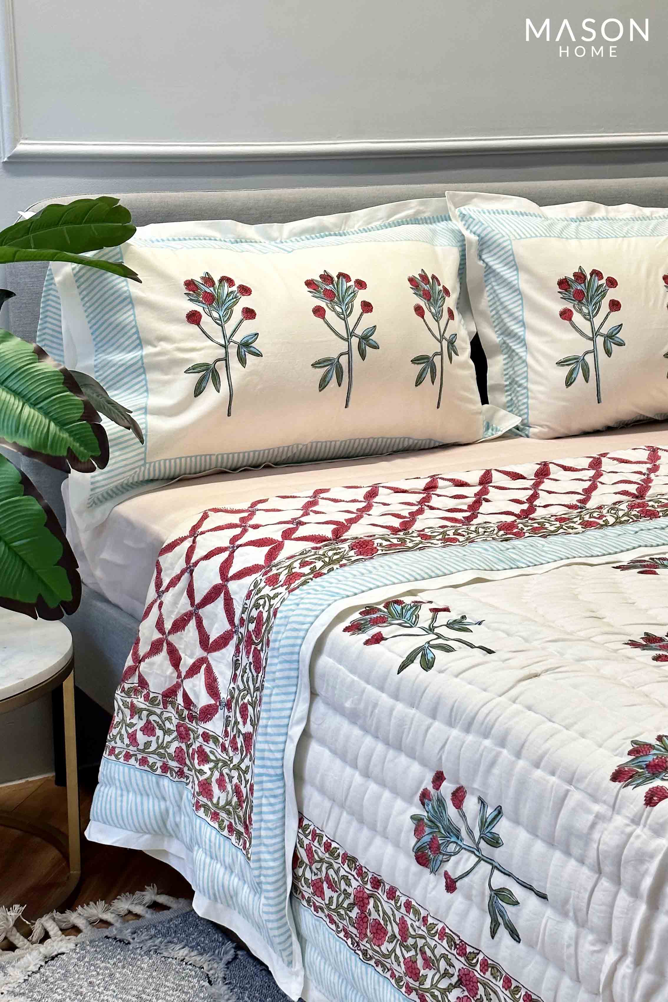 Jaisalmer Pink White Floral Reversible Quilt - Double – Mason Home by  Amarsons - Lifestyle & Decor