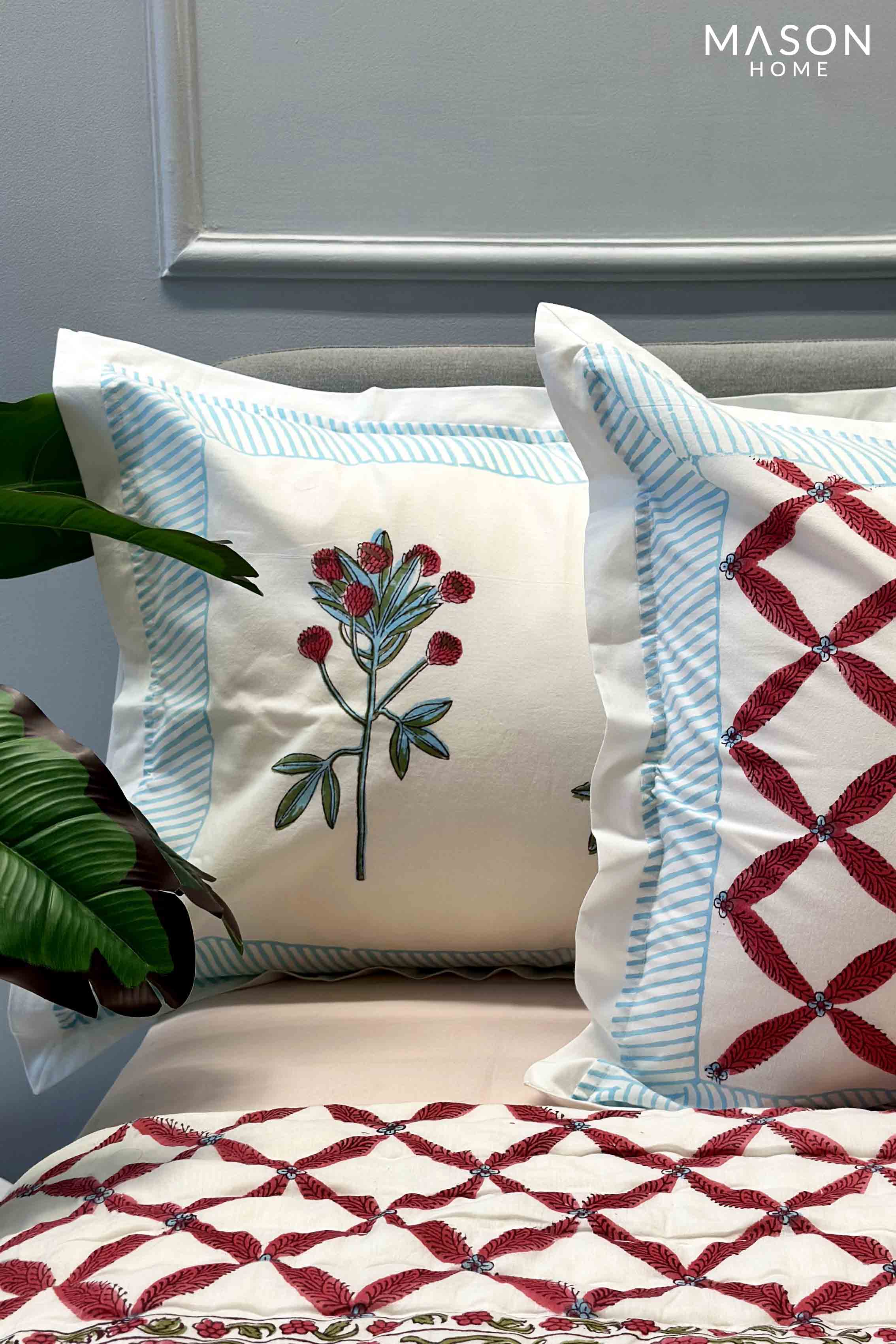 Jaisalmer Pink White Floral Reversible Quilt - Double