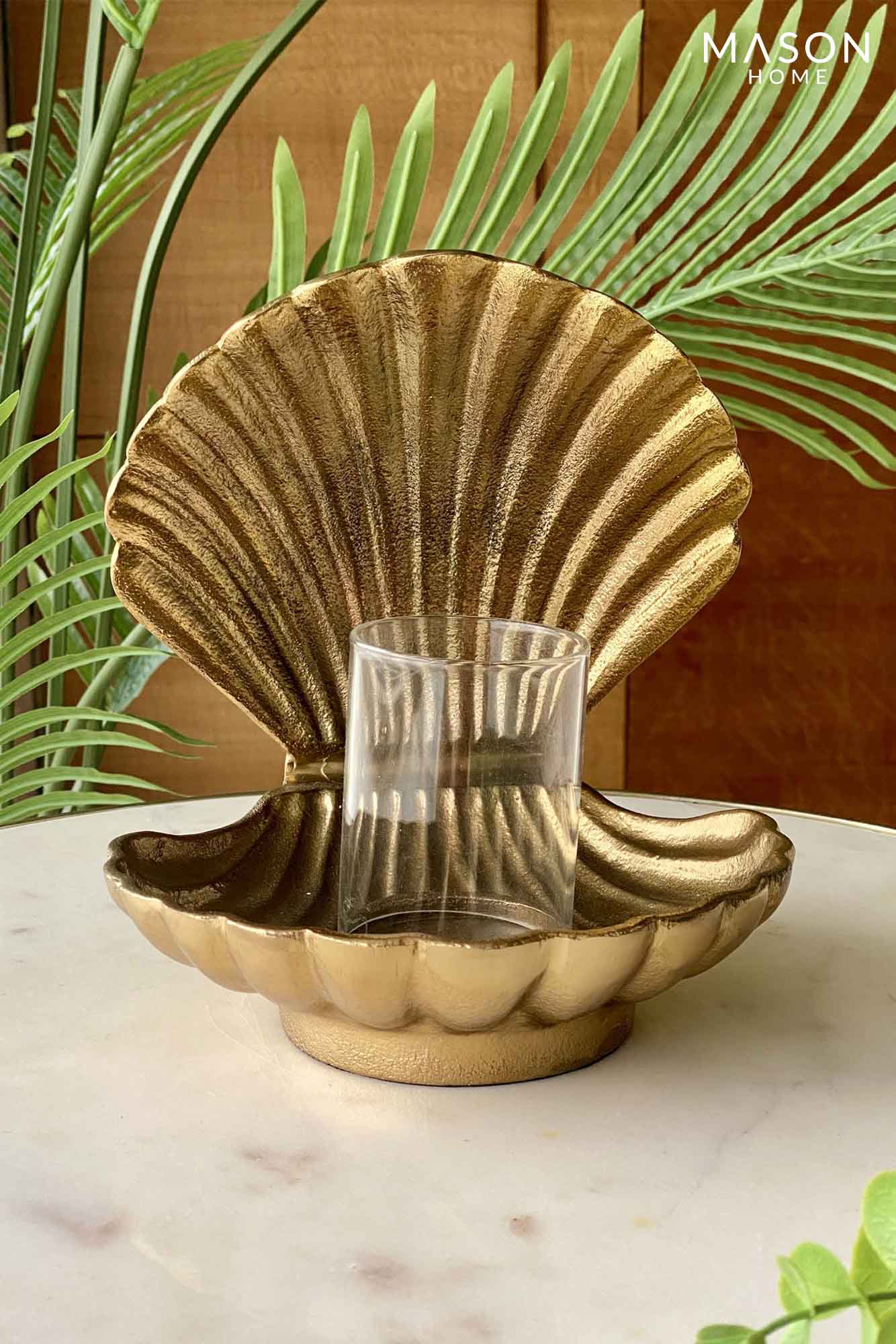 Ambrai Shell Candle Holder - Gold