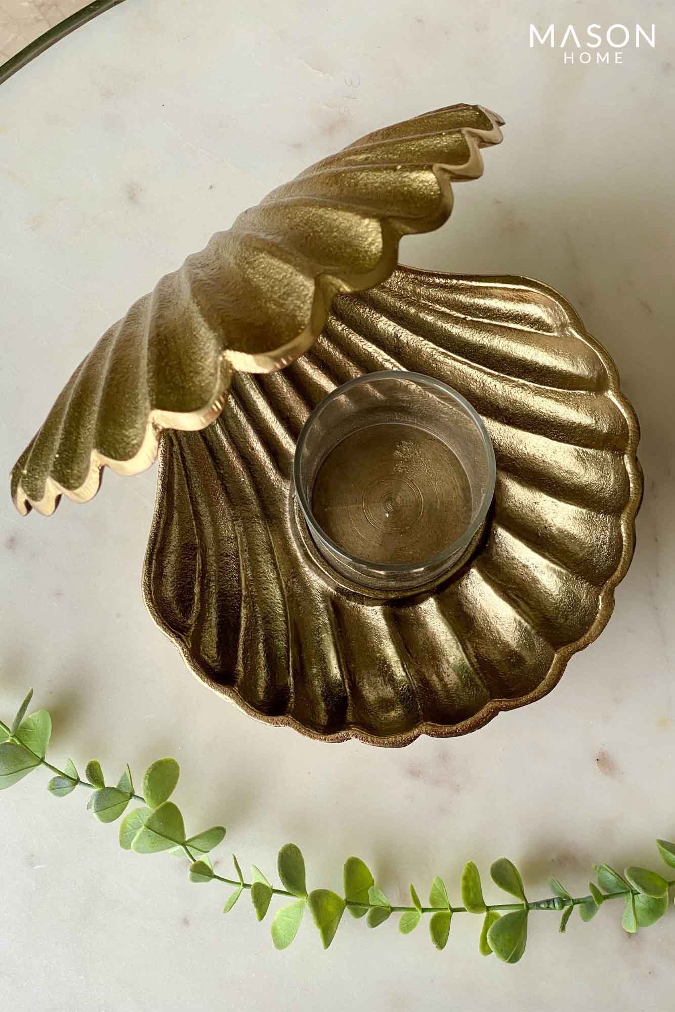 Ambrai Shell Candle Holder - Gold