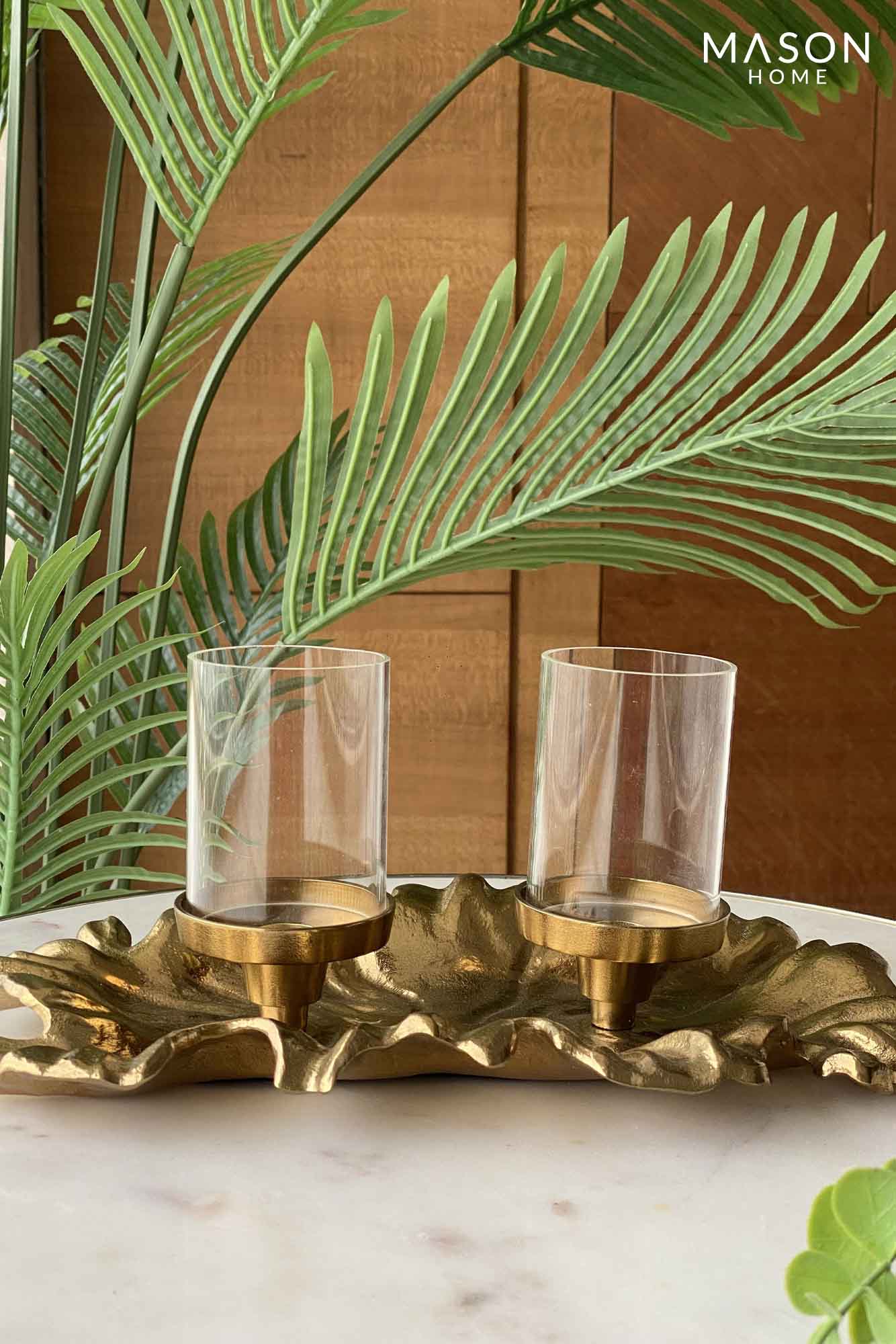 Ambrai Leaf Candle Holder - Gold