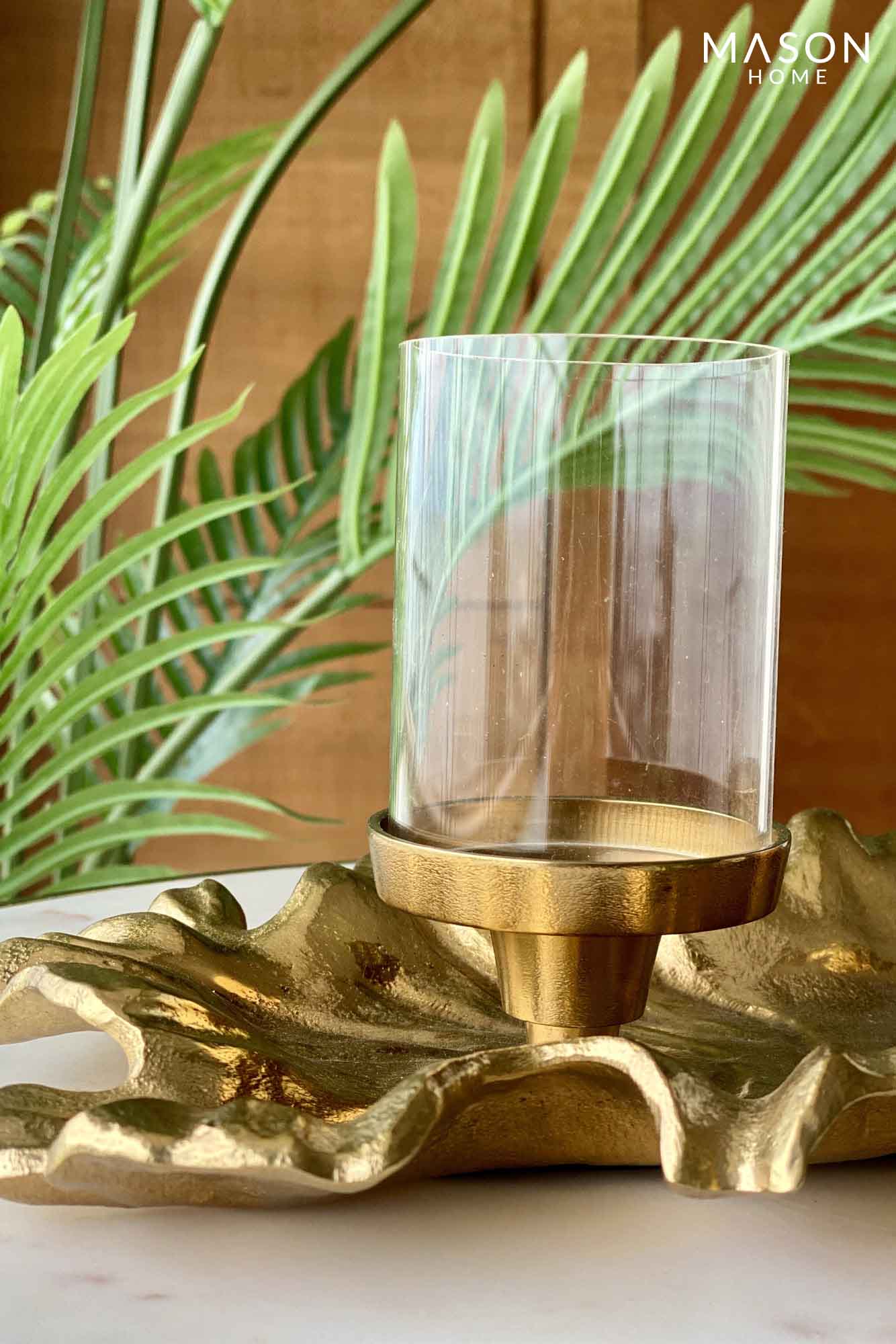 Ambrai Leaf Candle Holder - Gold