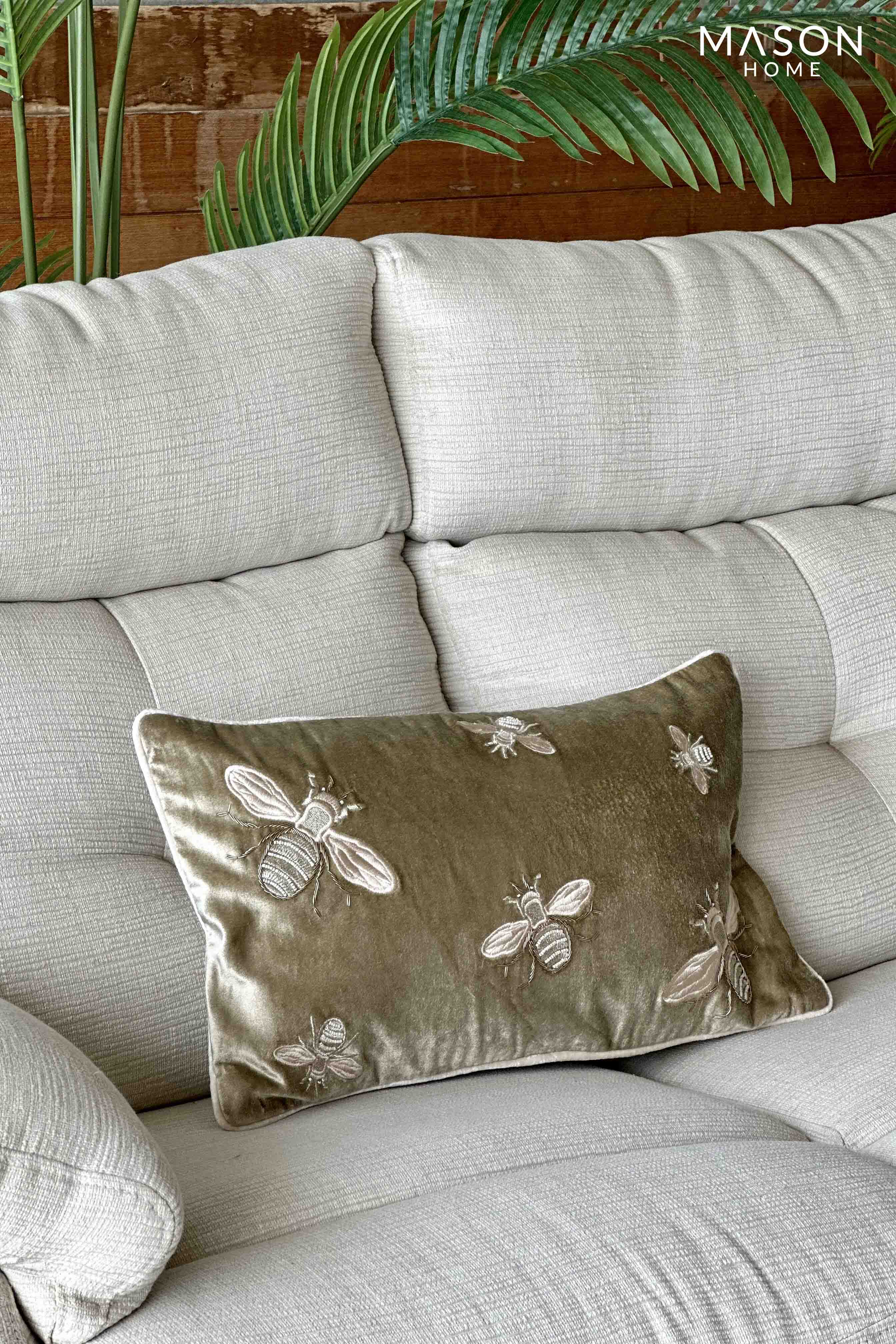 Champagne Gold Bees Throw Cushion Cover