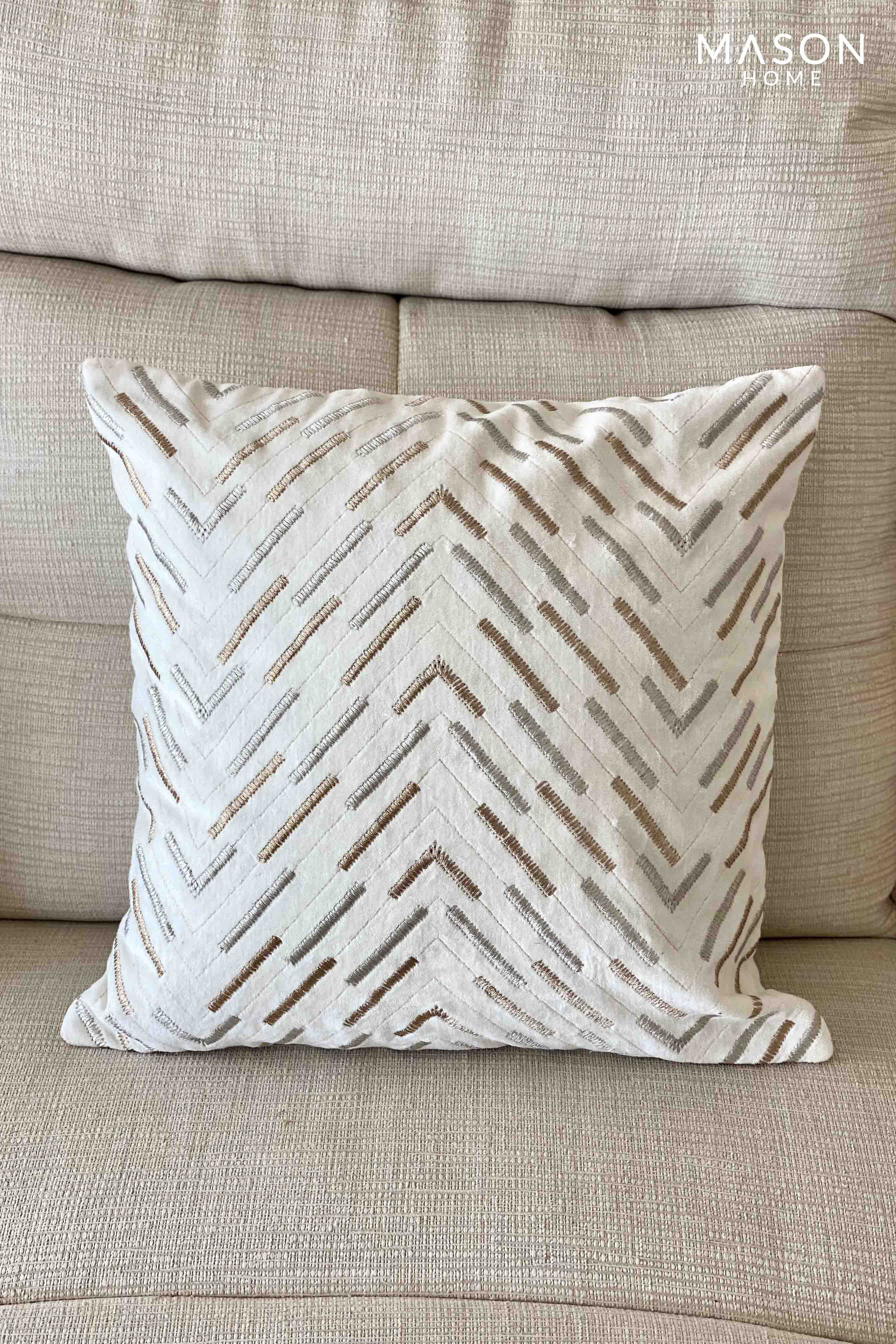 Pichola Silver & Copper Chevron Cushion Cover