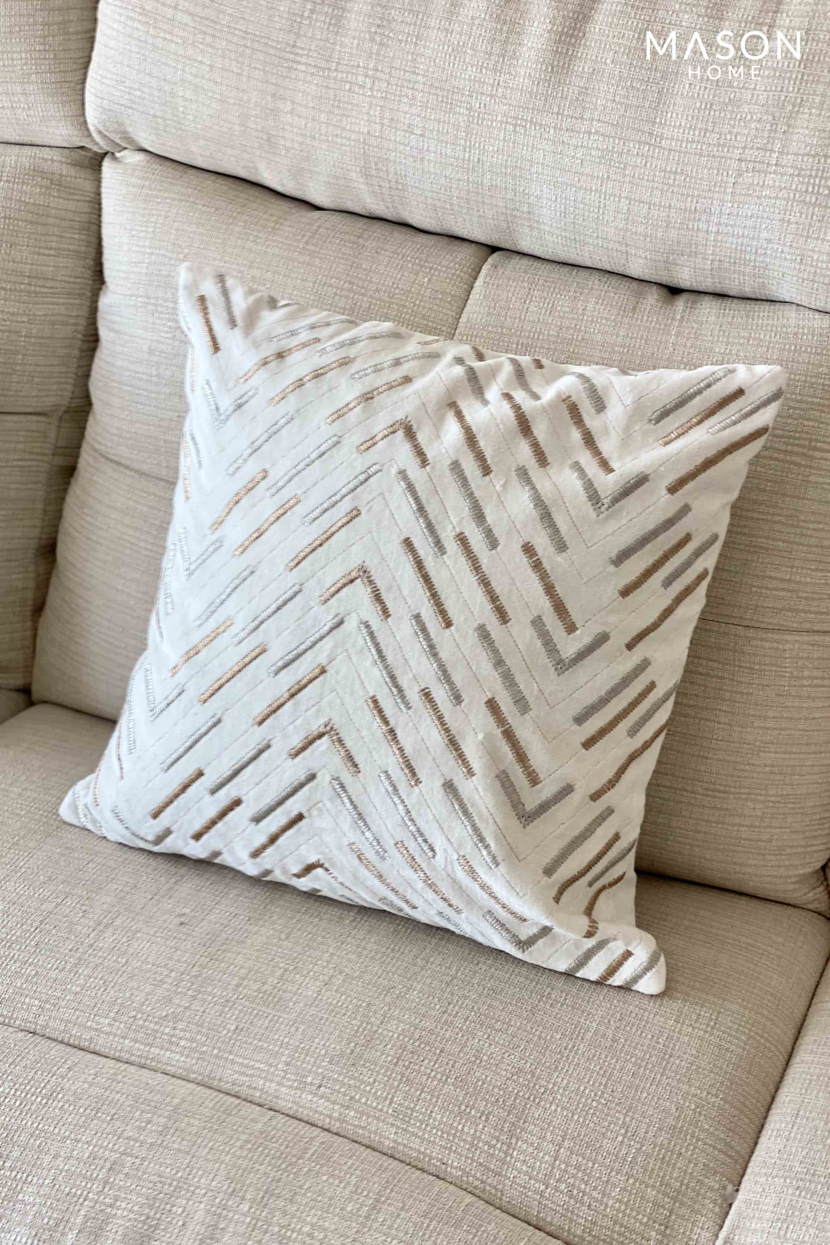 Pichola Silver & Copper Chevron Cushion Cover