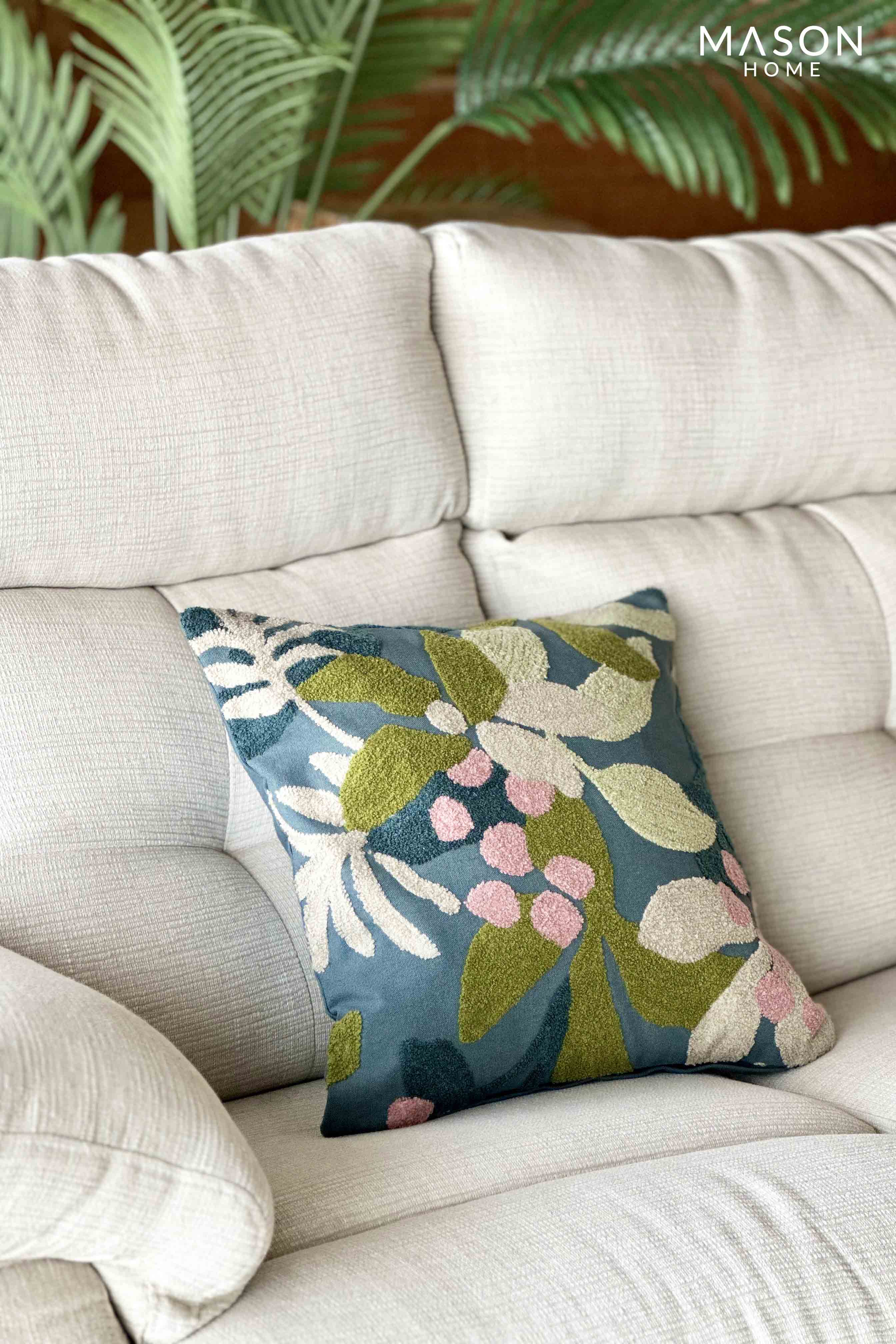 Colour Crush Floral Cushion Cover - Slate Blue