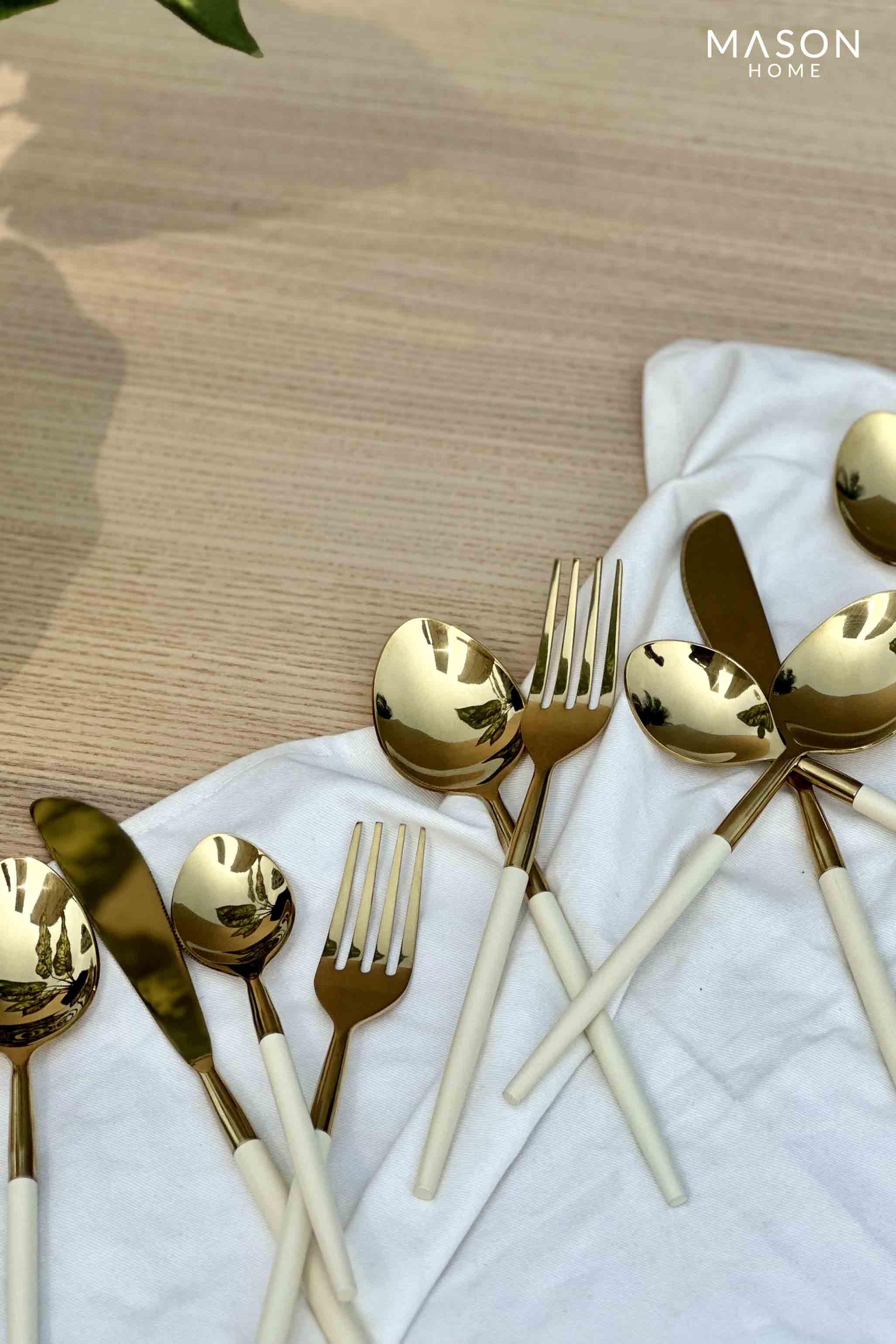 Deux Gold And Ivory Cutlery - Set Of 24