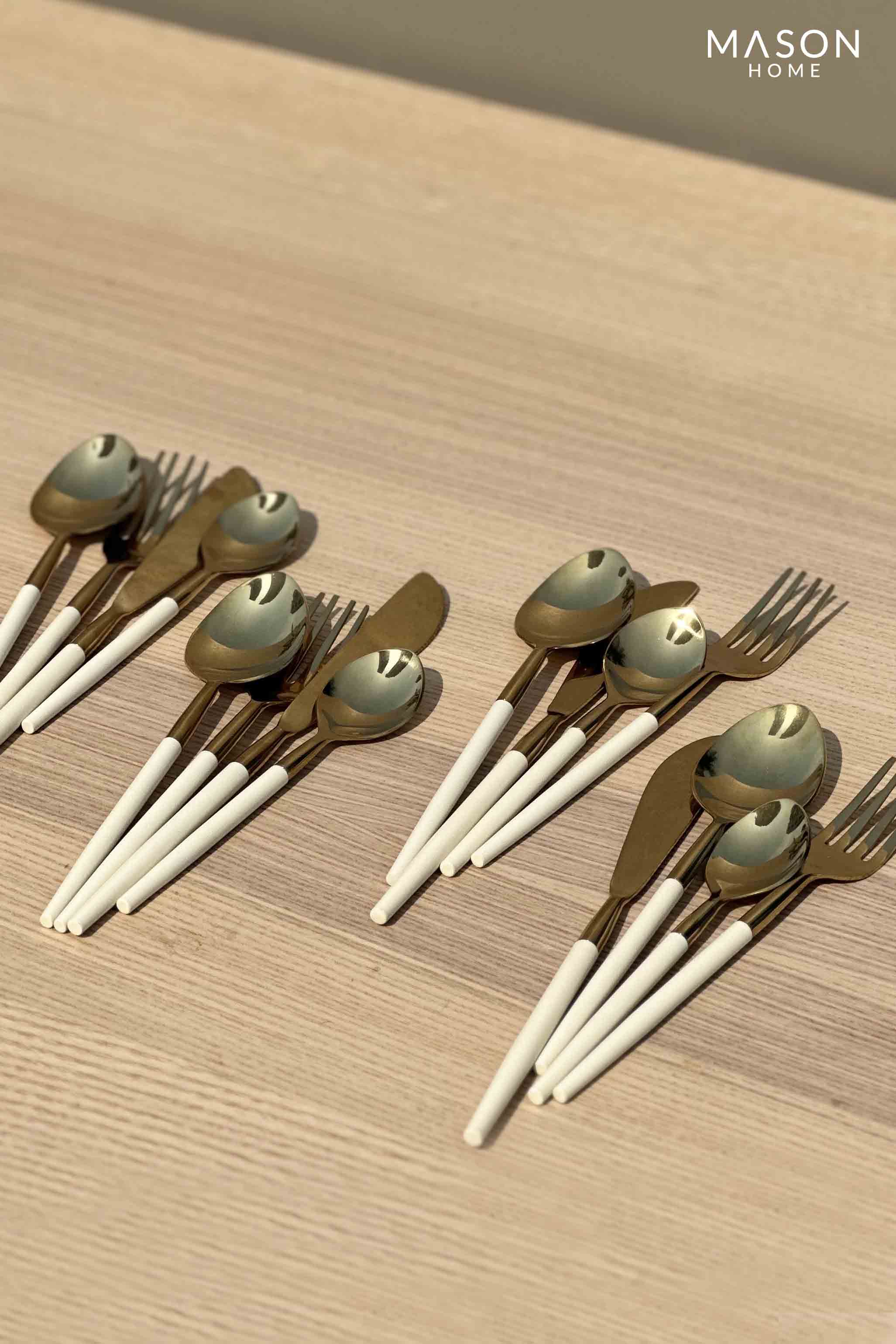 Deux Gold And Ivory Cutlery - Set Of 24