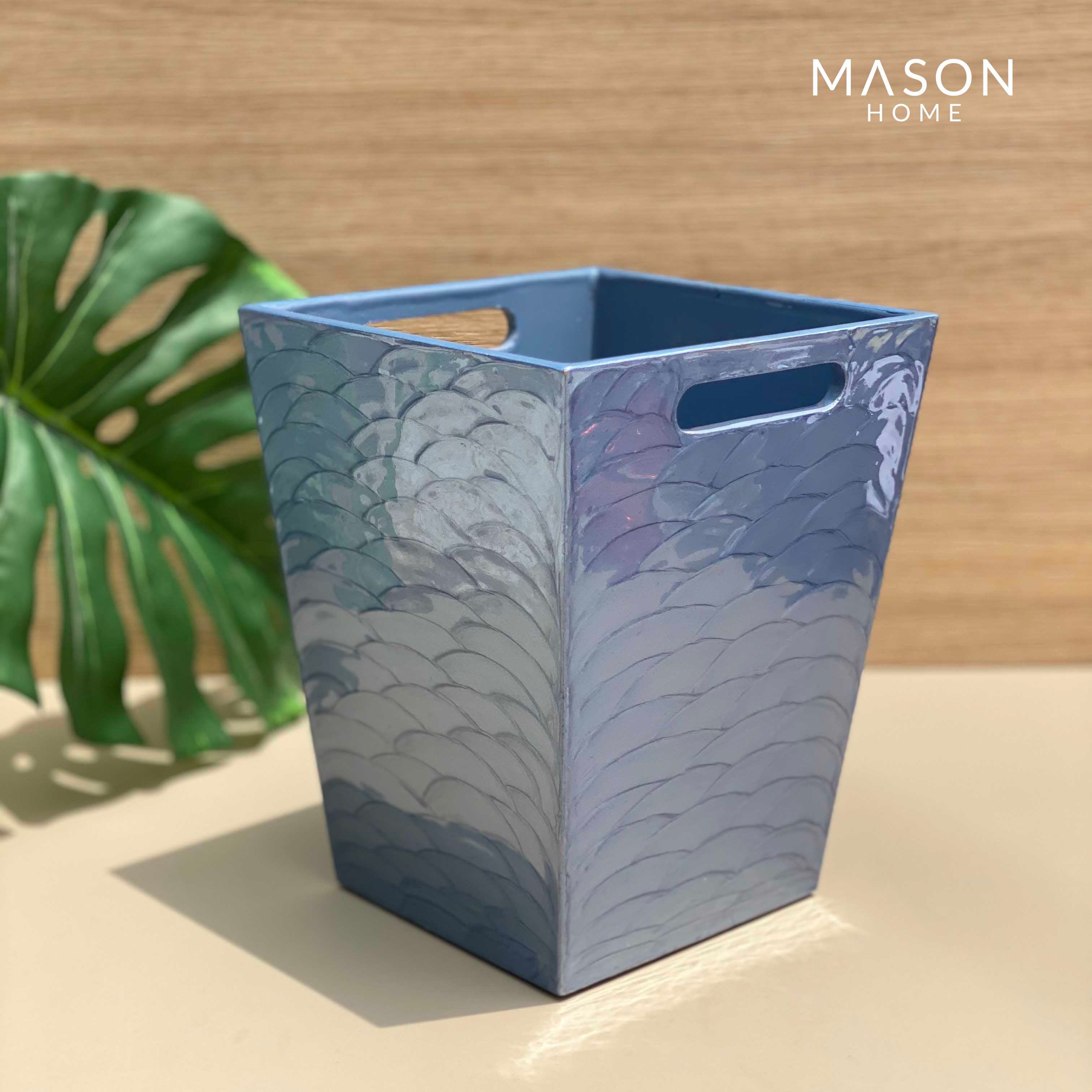 Enamel Dustbin - Blue