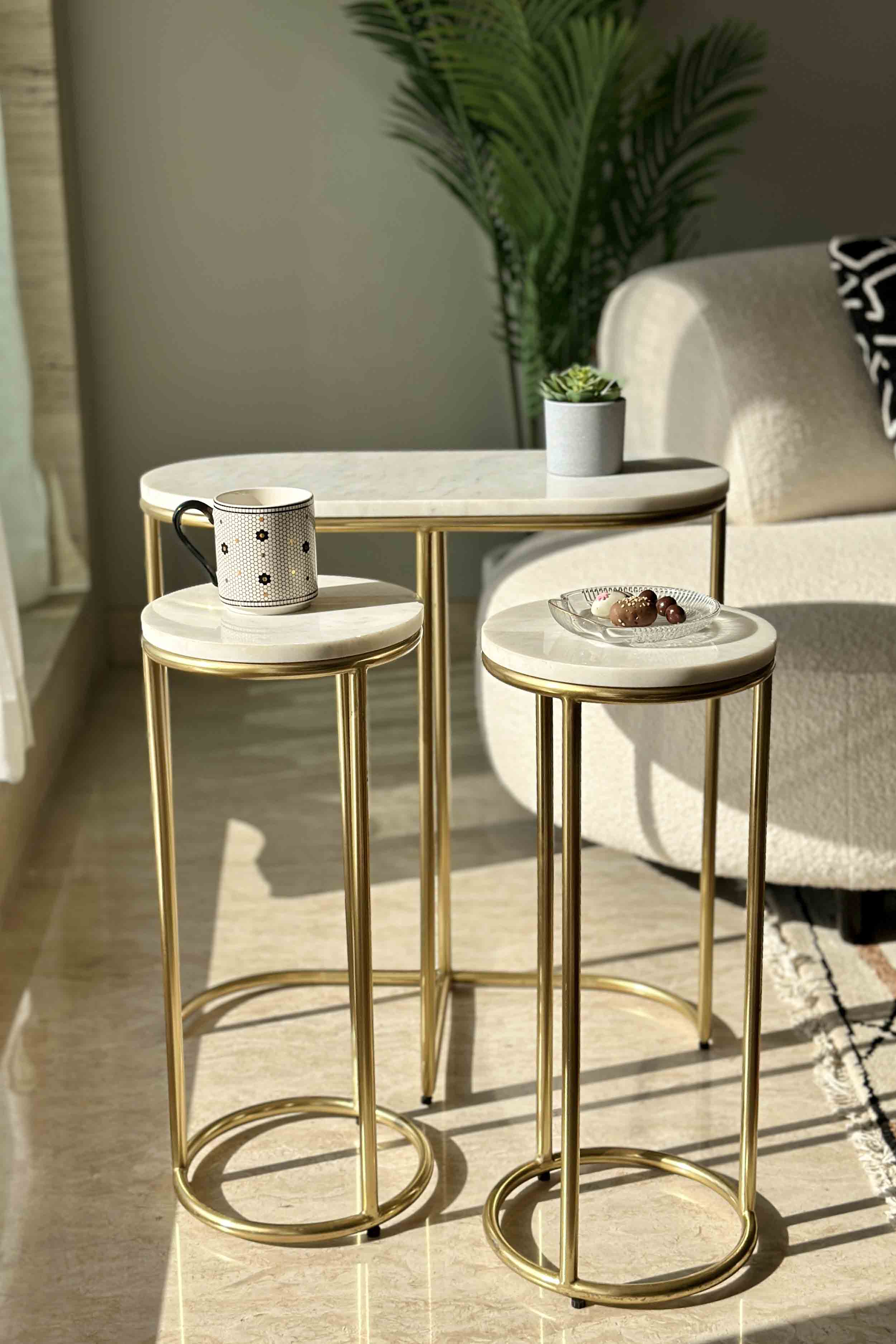Oxford Marble Oval Table (Set Of 3)