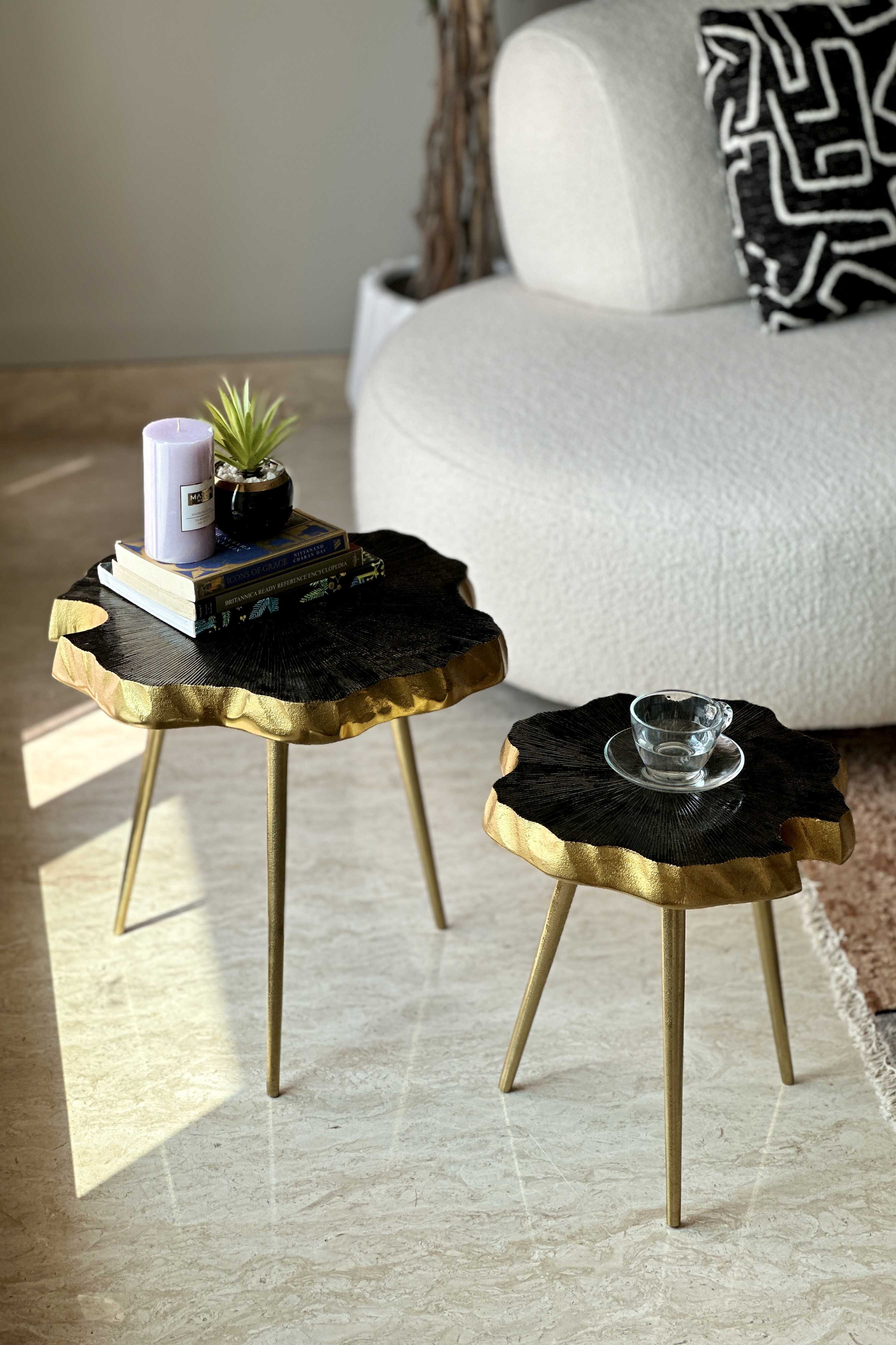 Sierra Black & Gold Tables - Set of 2