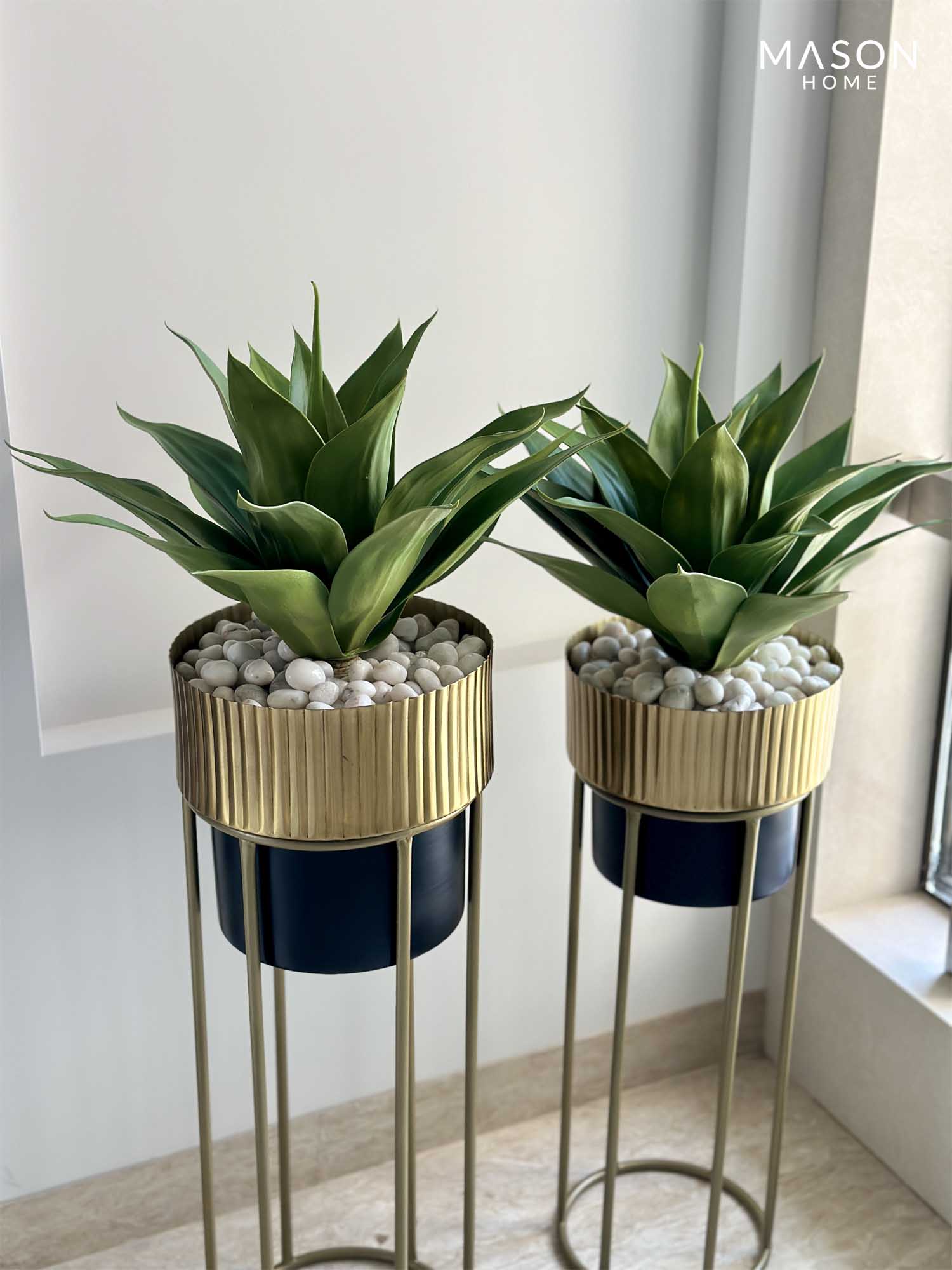 Brooklyn Fluted Gold & Black Planter (Set of 2)