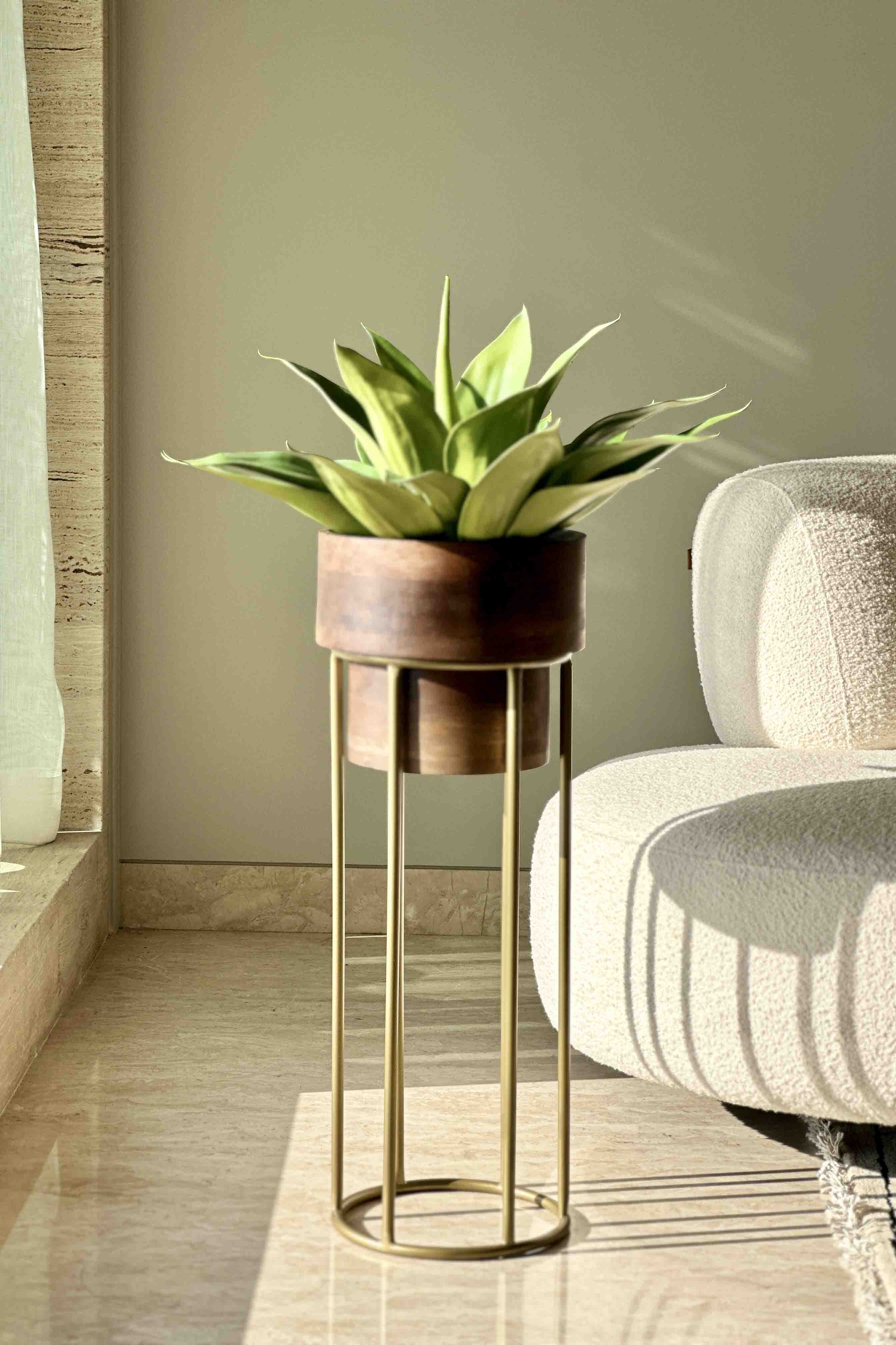Vienna Wooden Planter With Gold Stand - Small