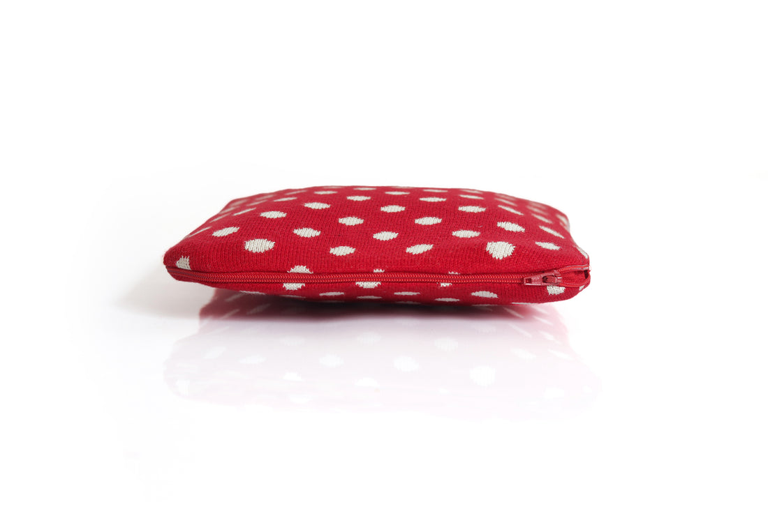 Dottie - Red &amp; Natural Knitted Hot Water Bottle Cover