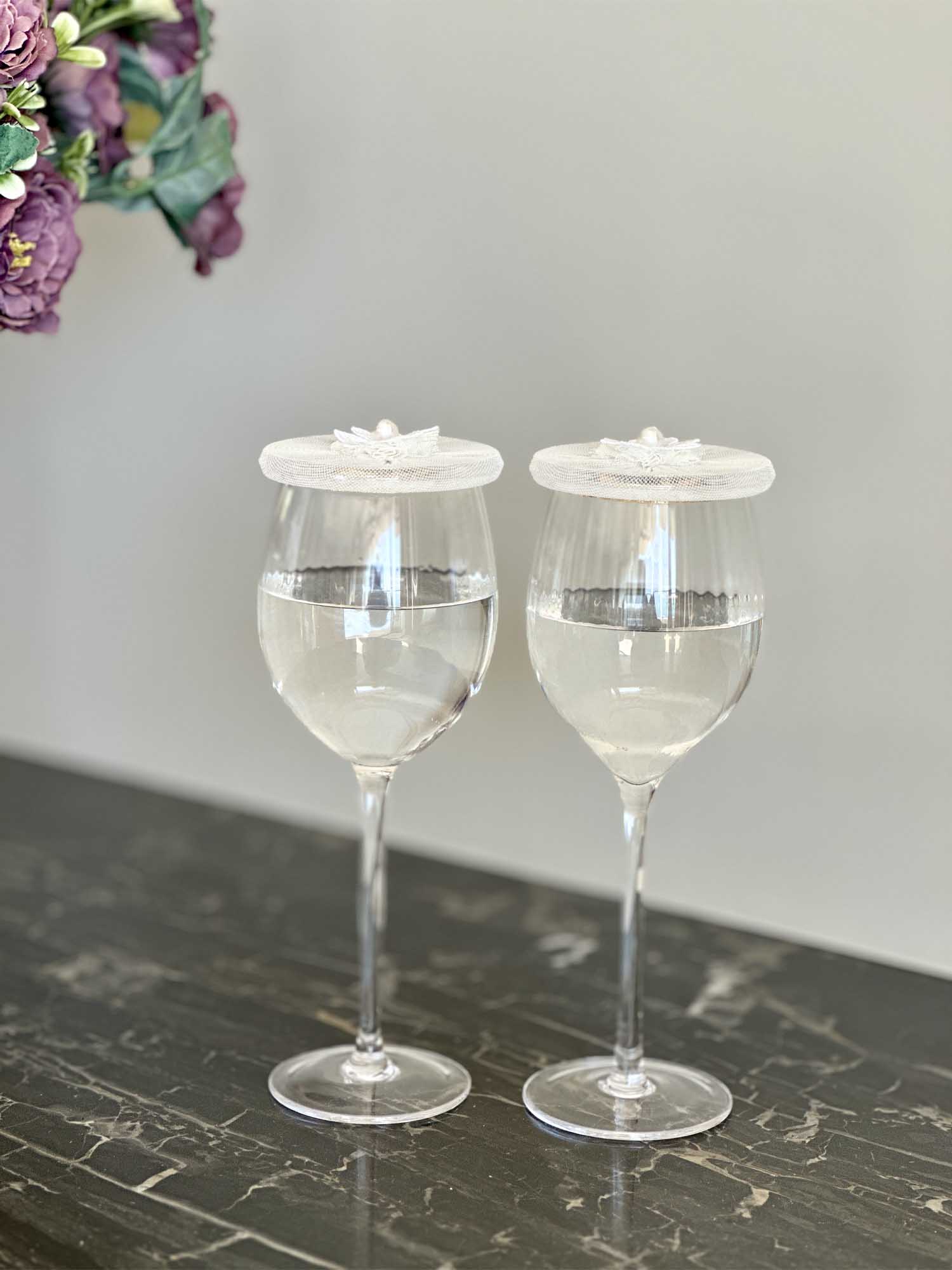 White Mesh Glass Cover - (Set Of 6)