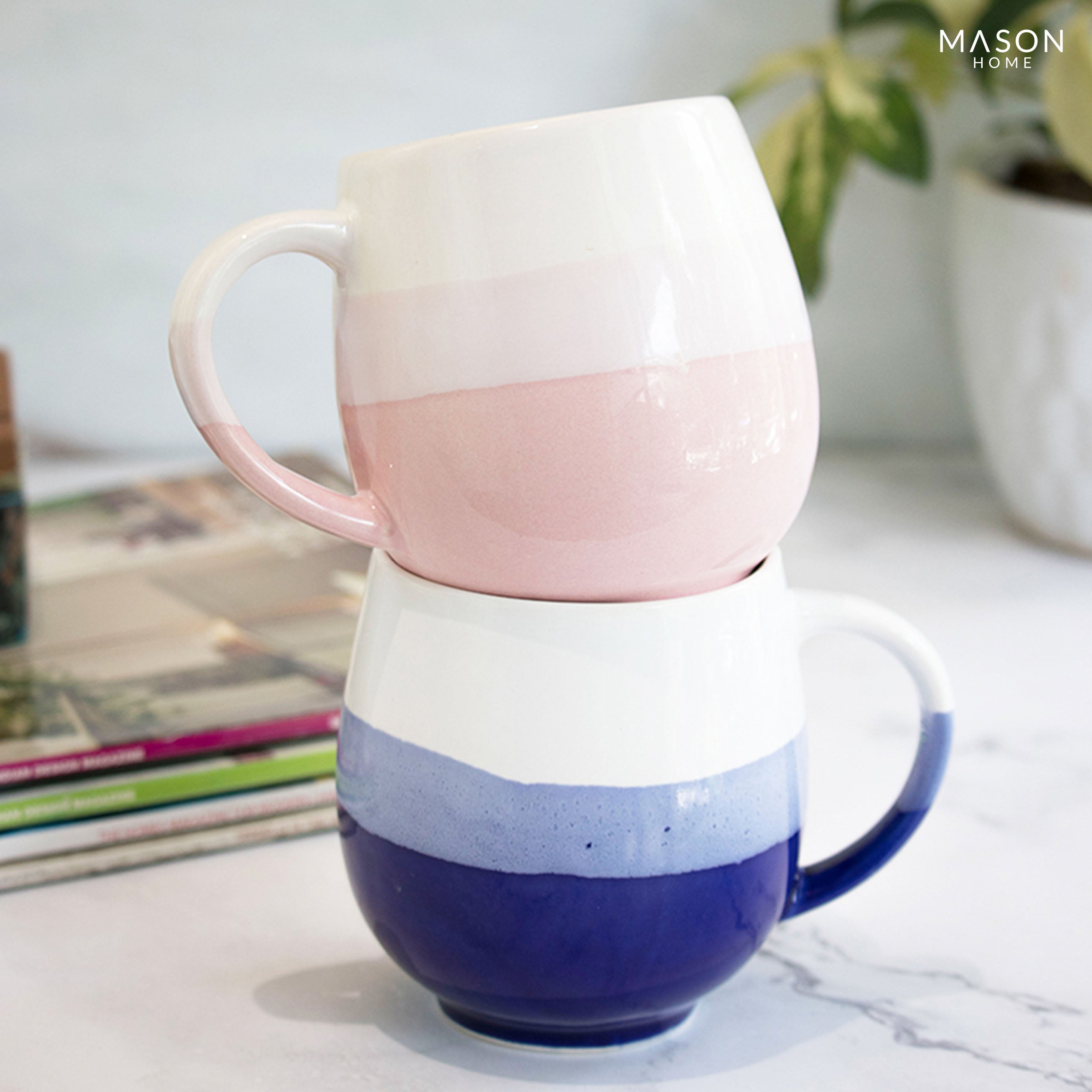 Blue & Pink Ombre Coffee Mug (Set Of 2)