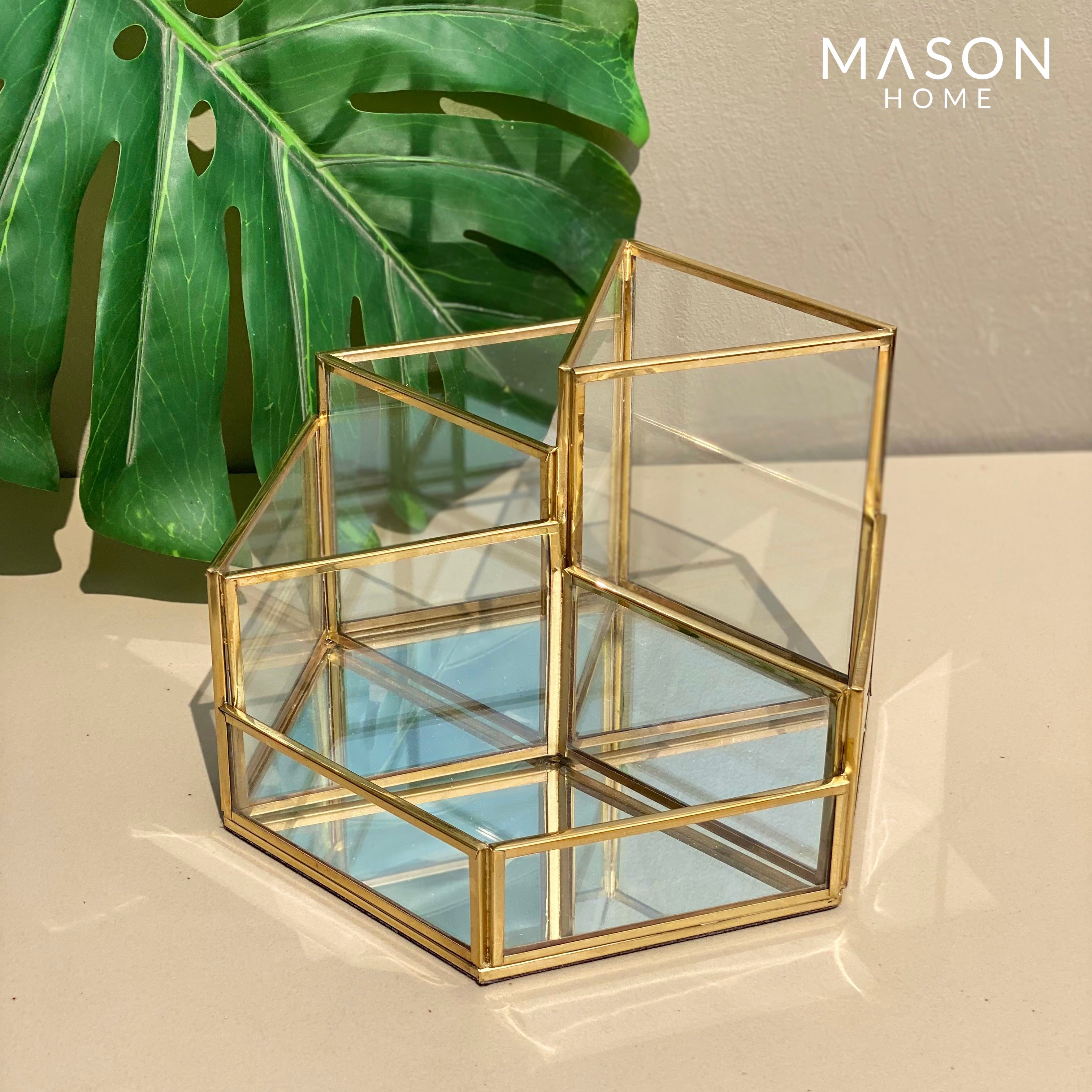 Milan Mirror Glass Cosmetic Organizer