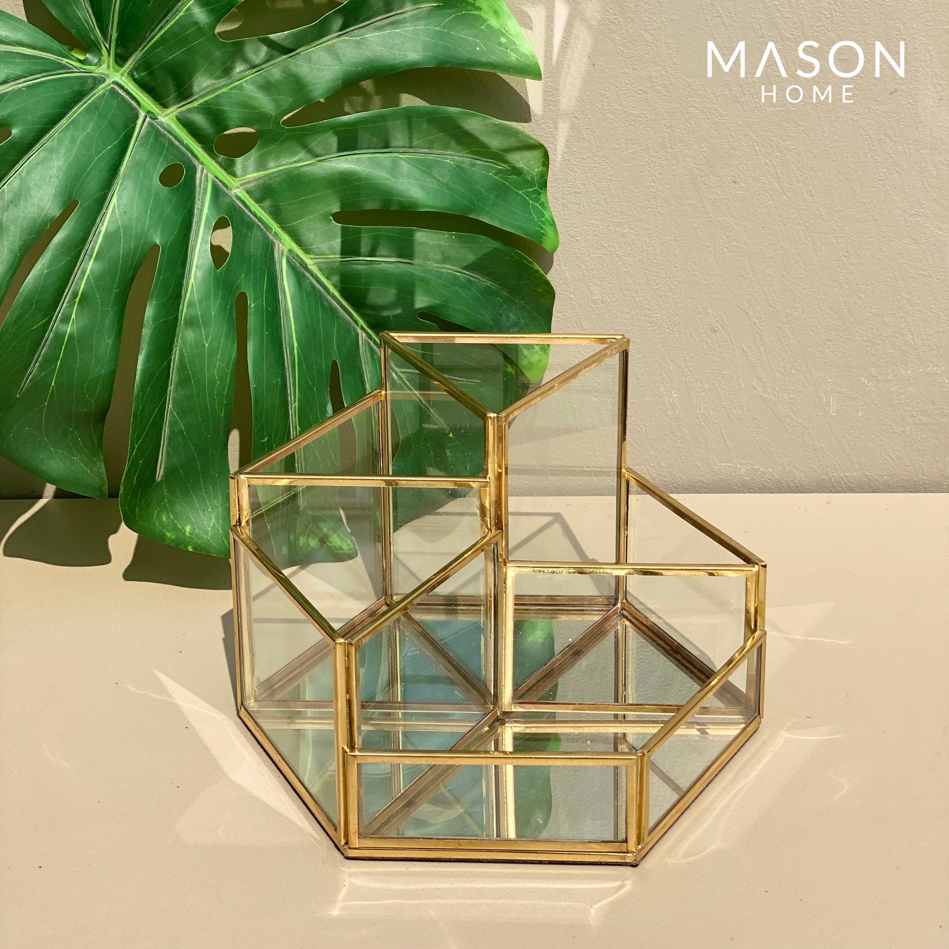 Milan Mirror Glass Cosmetic Organizer
