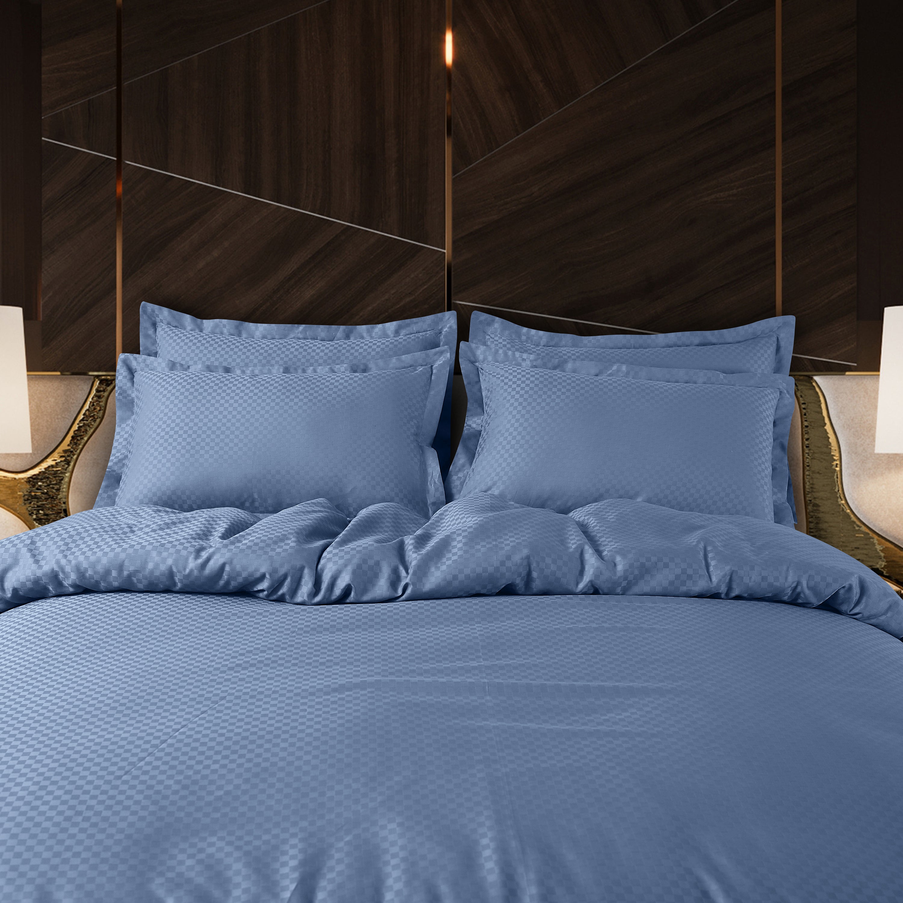 Lyon Jacquard Blue Checks Bedsheet