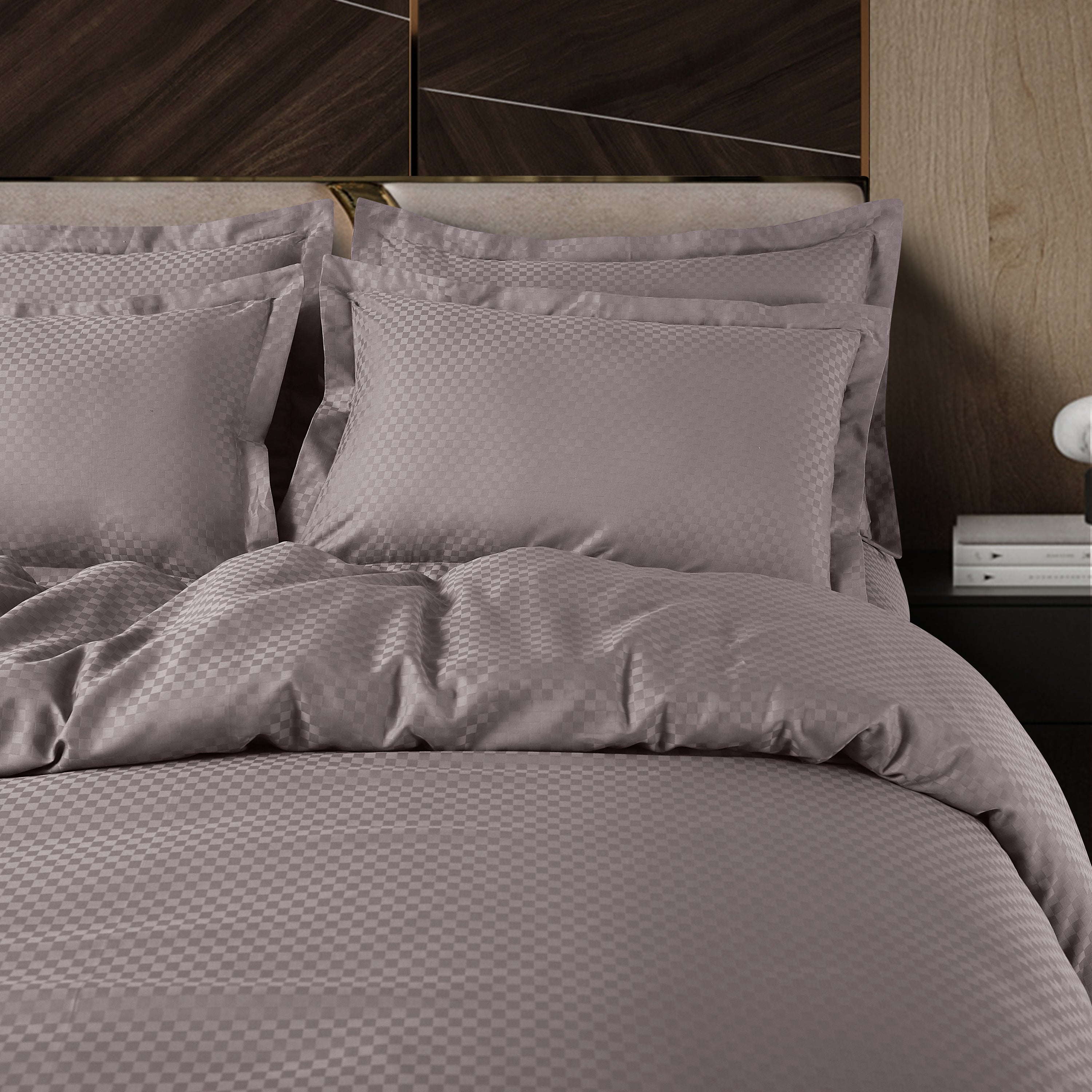 Lyon Jacquard Taupe & Brown Checks Bedsheet