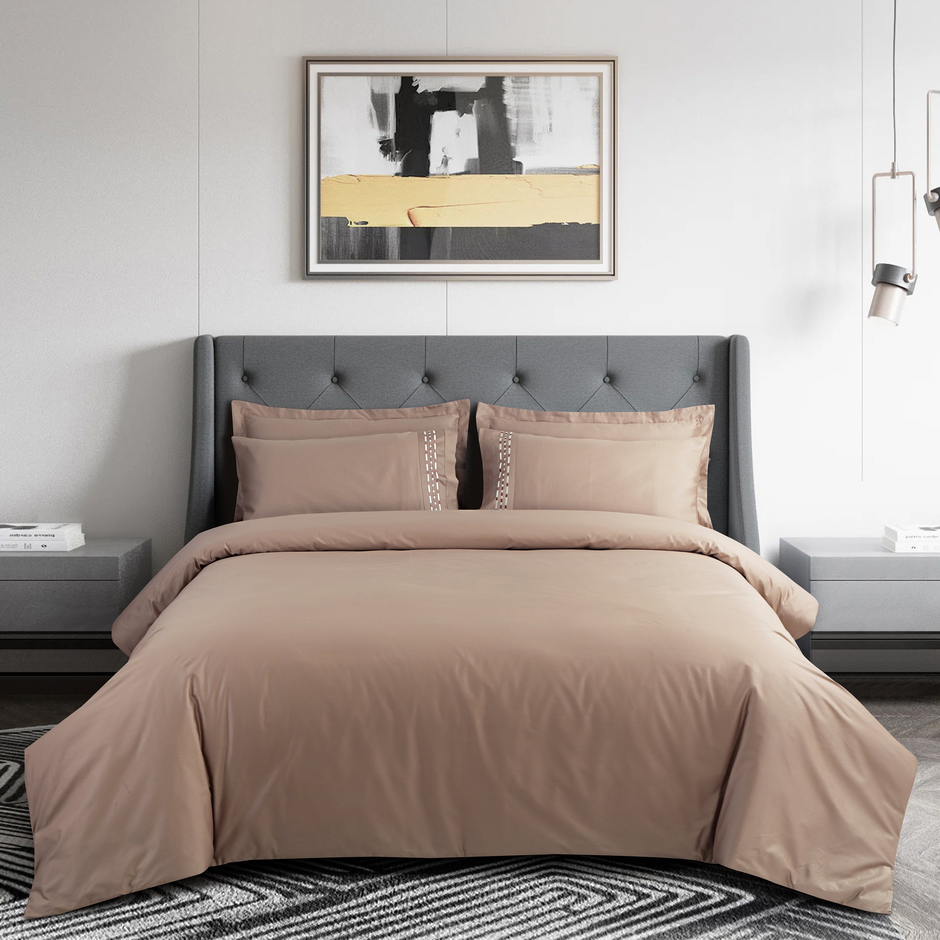 Vibrant Embroidery Coffee Brown Bedsheet