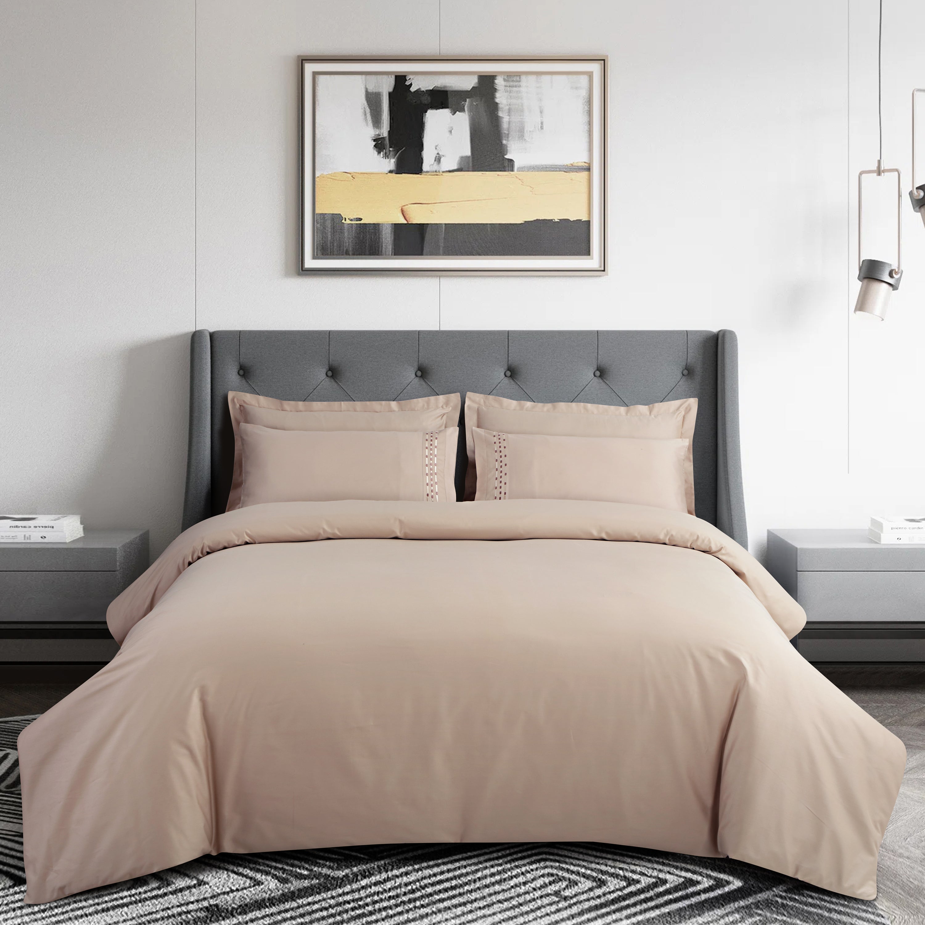 Vibrant Embroidery Sand & Beige Bedsheet