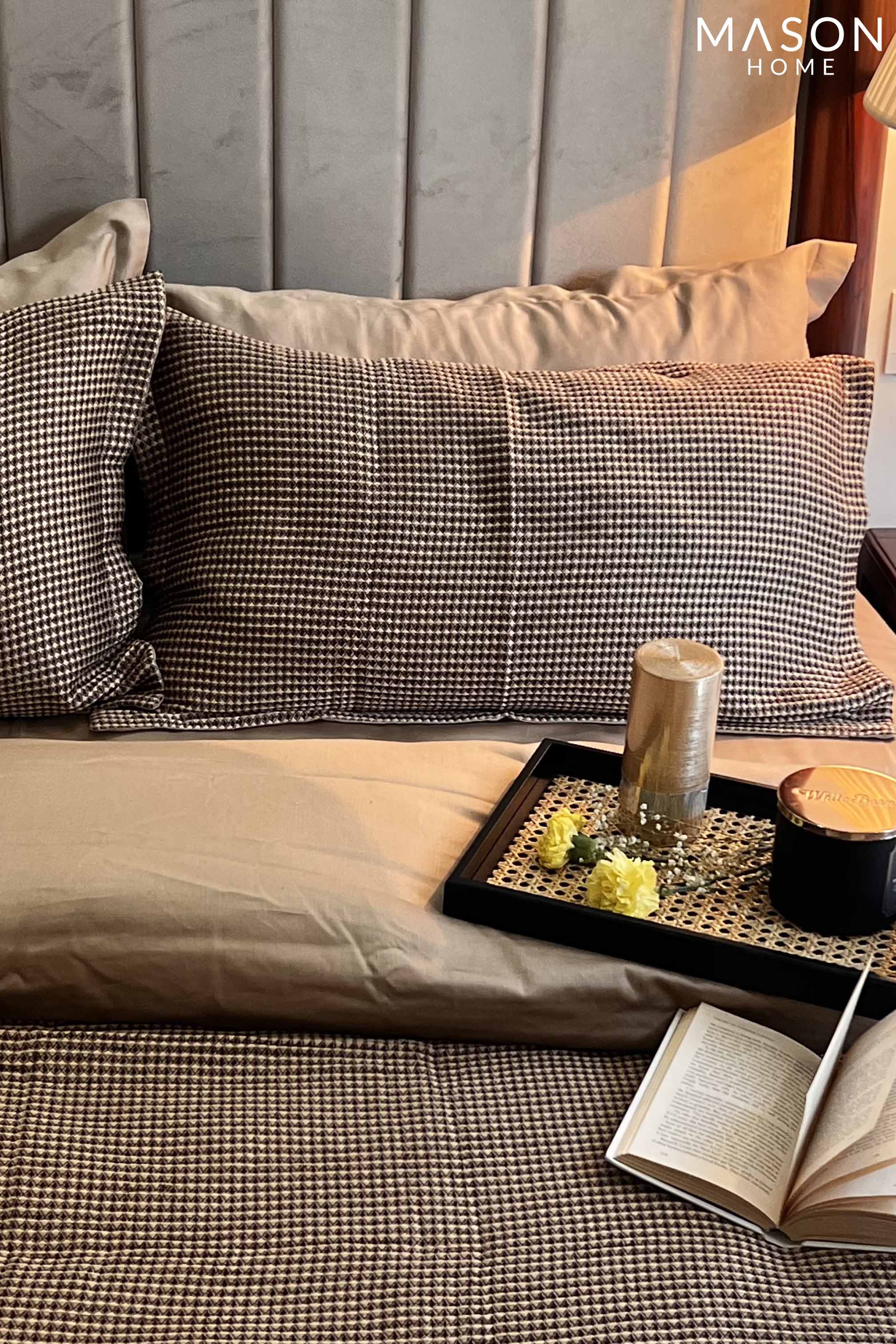 Honeycomb Coffee Woven Duvet Cover